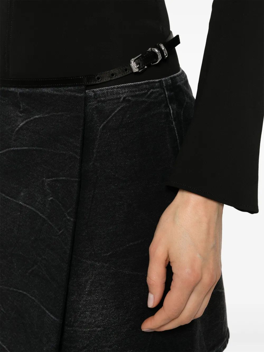 Givenchy o1y0925 Denim Mini Skirt in Black Size 27" / US 4 / IT 40 - 2 Thumbnail