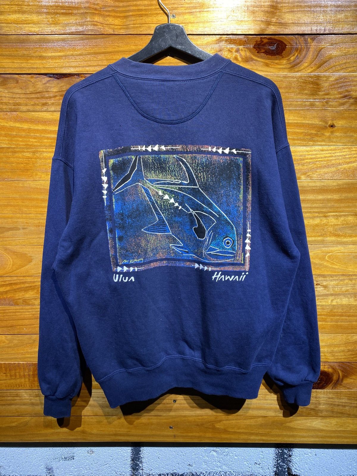 Vintage Vintage Crazy Shirt Hawaii Ulu’a Graphic Navy Blue Size US M / EU 48-50 / 2 - 3 Thumbnail
