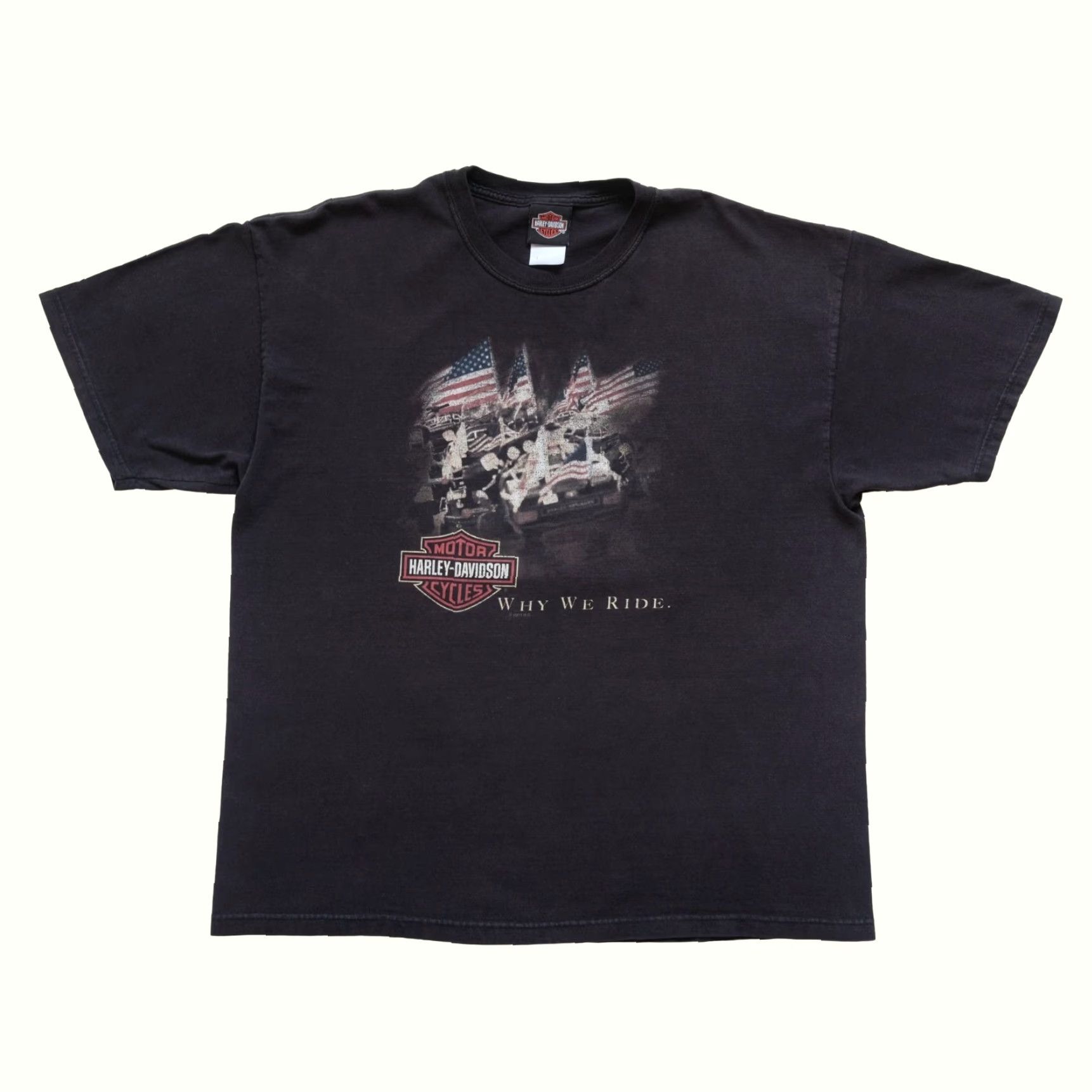 Harley Davidson VINTAGE HARLEY-DAVIDSON T-SHIRT Graphic USA FLAG WHY WE RIDE XL Black Short Sleeve Crew Neck Men Size US XL / EU 56 / 4 - 2 Thumbnail