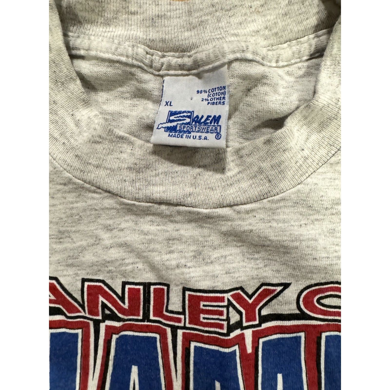 Salem Sportswear VINTAGE Salem Sportswear New York Rangers 1994 NHL Stanley Cup Champs T-Shirt XL Mens Gray Crew Neck Short Sleeve Graphic Print 90s USA Size US XL / EU 56 / 4 - 5 Thumbnail