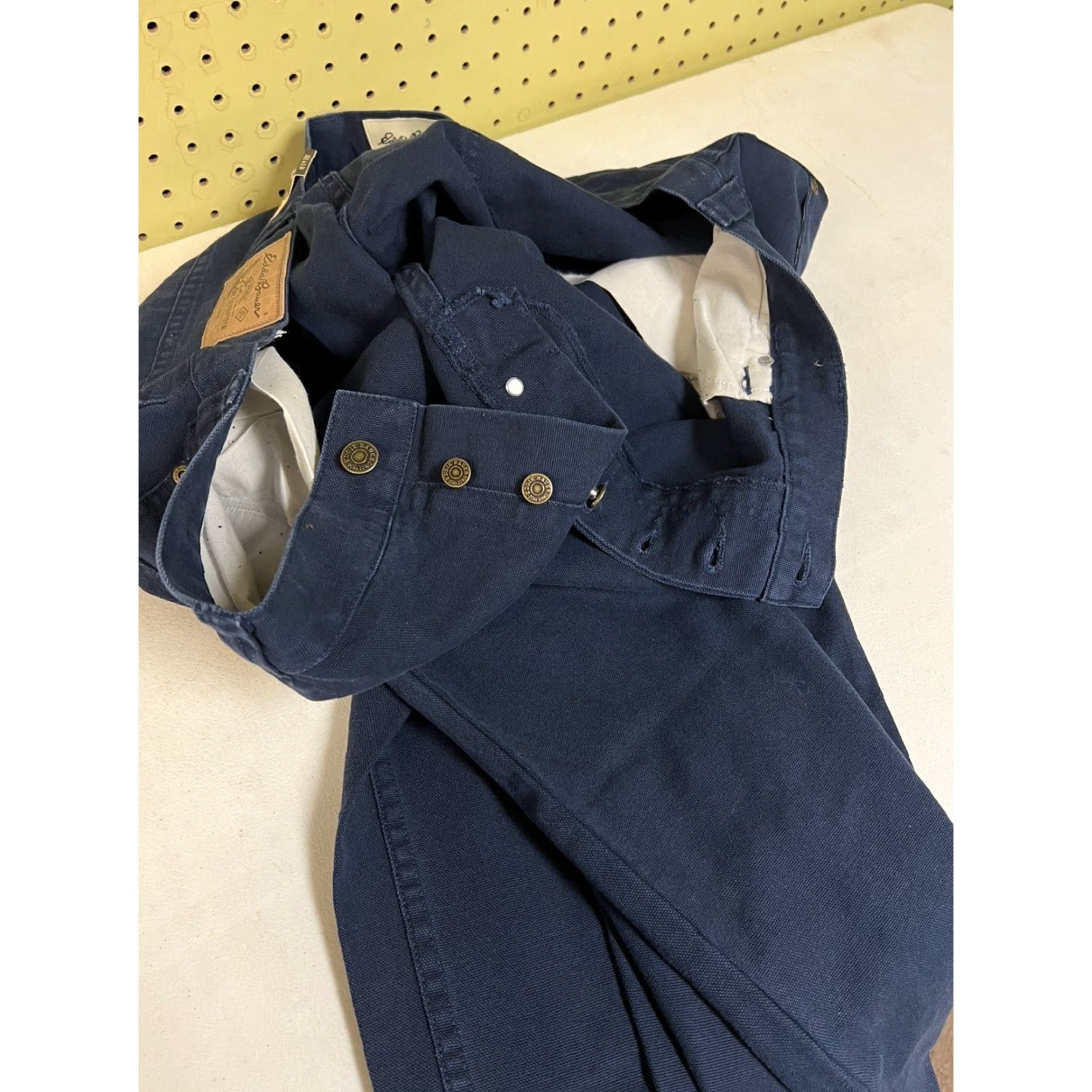 Eddie Bauer Eddie Bauer Pants Men Flat Front Tapered Leg Chino 44x30 Blue Knit Cotton Blend Regular Slim Relaxed Inseam 30 Mens Size 44x30 Size US 44 / EU 60 - 4 Thumbnail