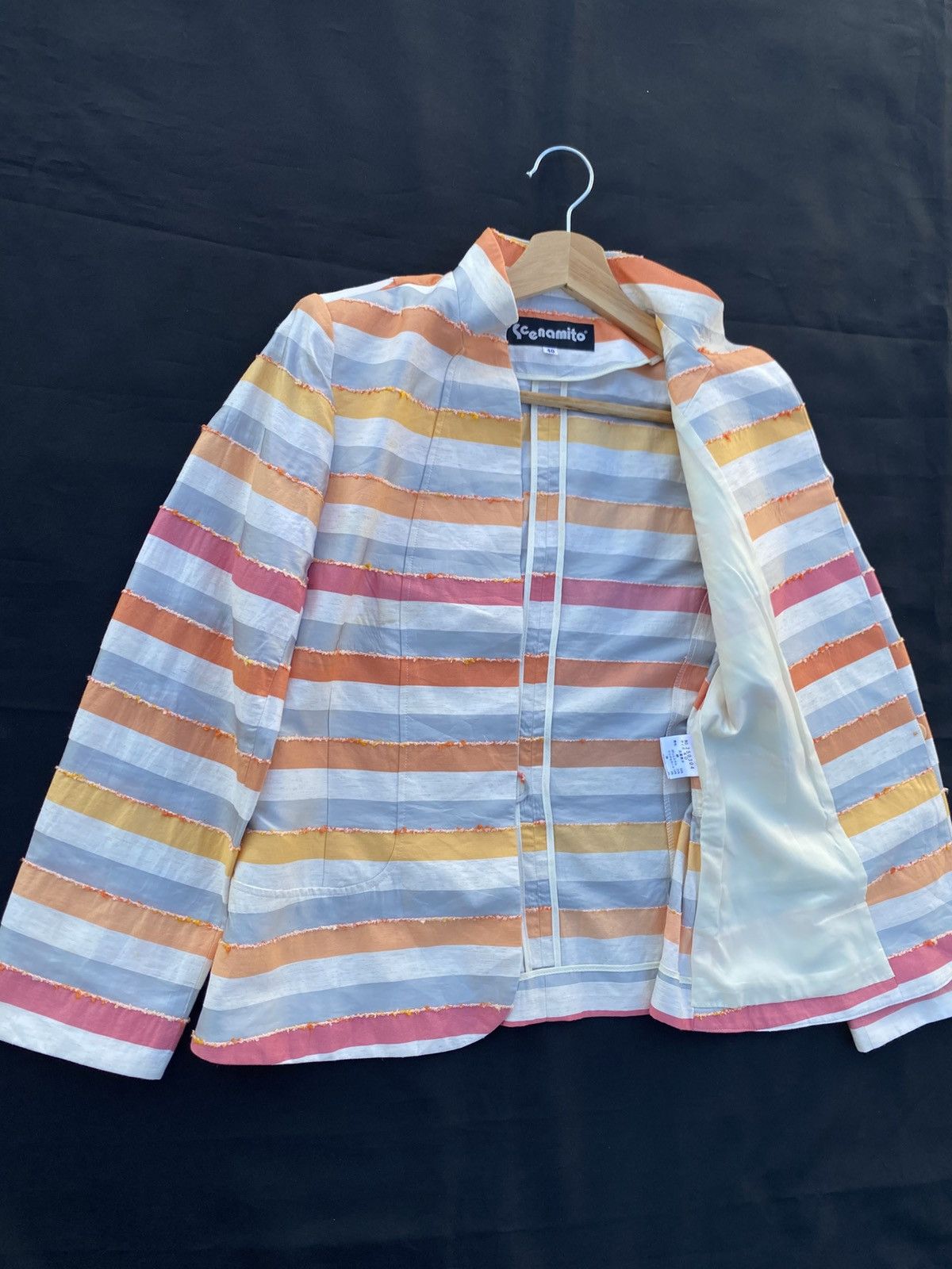 Japanese Brand Rare Vintage Stripes Raw Edge Design Women Blazer Size S / US 4 / IT 40 - 7 Thumbnail