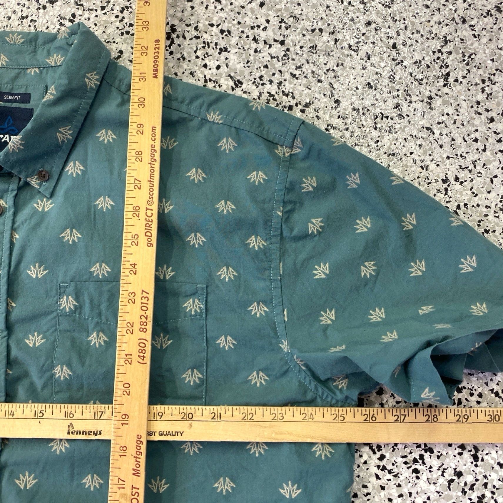 Prana Prana Shirt Mens XXL Button Up Short Sleeve Print Organic Cotton Green Size US XXL / EU 58 / 5 - 4 Thumbnail