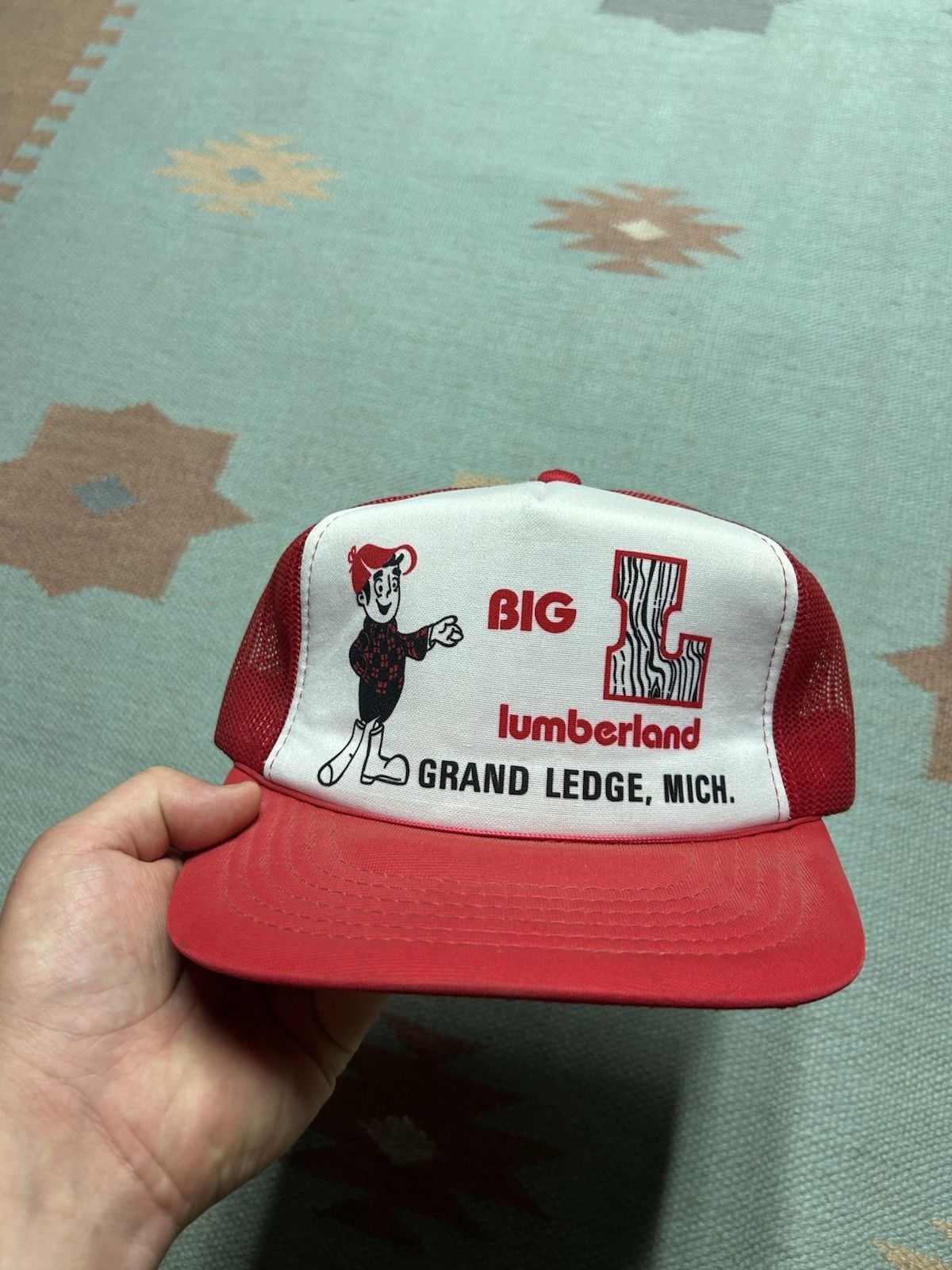 Vintage Vtg trucker hat Big L Lumber land grand ledge Michigan wood Size ONE SIZE - 2 Thumbnail