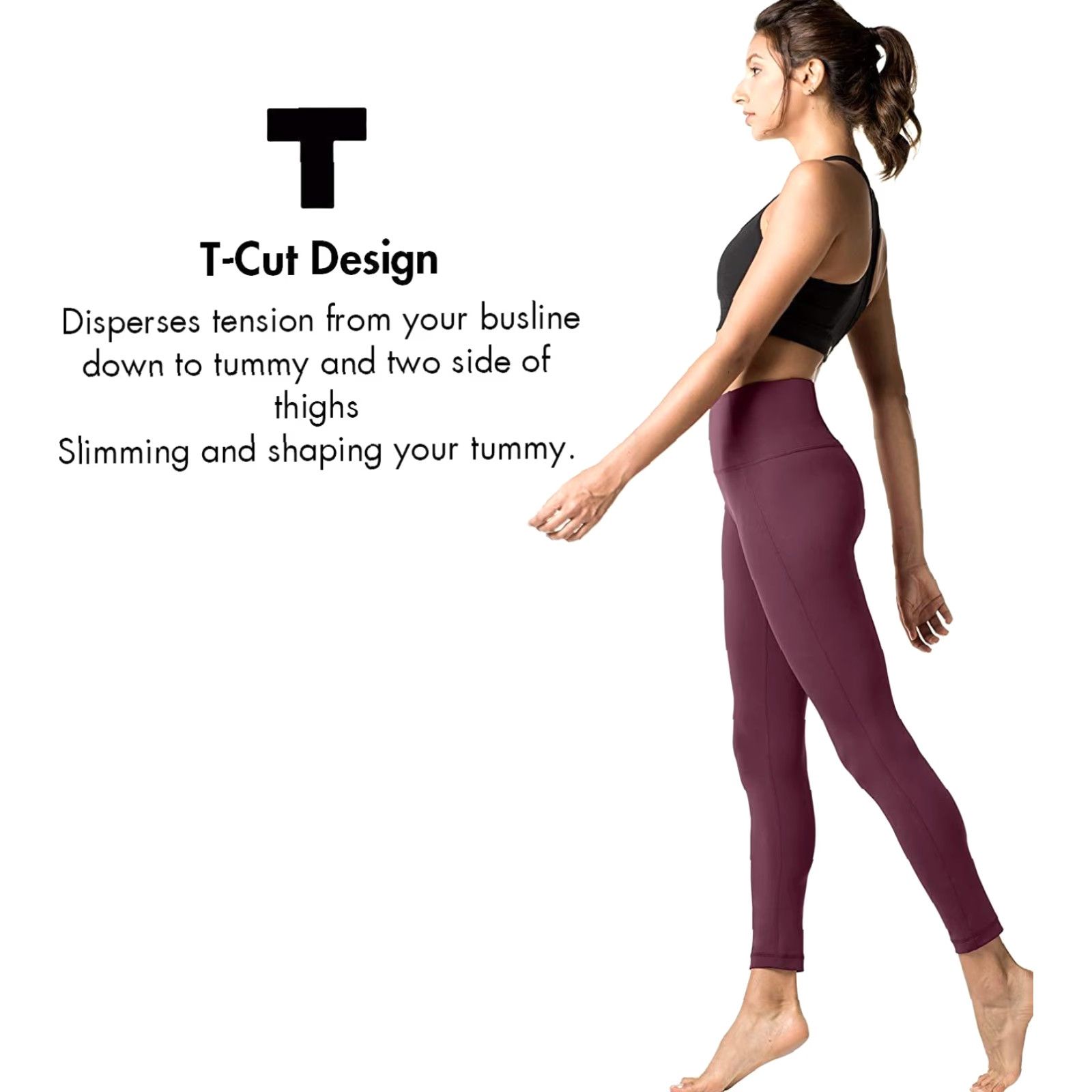 Vintage Lapasa Women Leggings Small Burgundy Yoga Pants High Waist Tummy Control Workout Plus Size Ru Size 28" / US 6 / IT 42 - 5 Thumbnail
