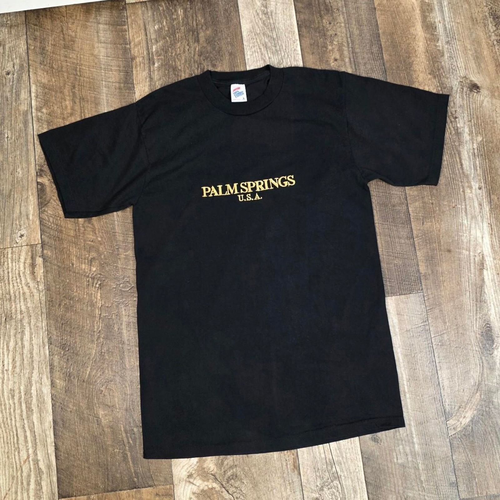 Vintage Vintage Palm Springs USA T Shirt Black Made in USA Jerzees Size L / US 10 / IT 46 - 1 Thumbnail