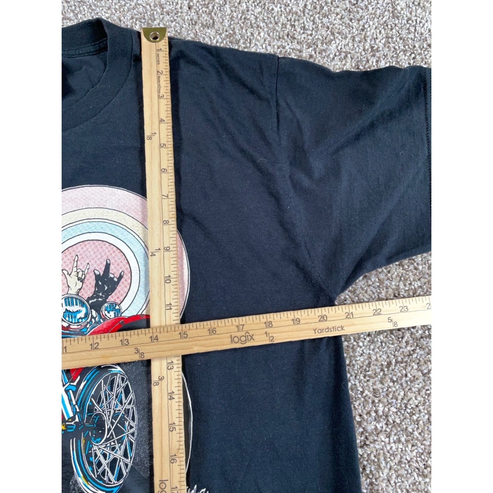 Fruit Of The Loom Fruit of the Loom Bikers Print T-Shirt Motorcycle City Retro Black 50/50 Cotton Blend Large Adult Men Short Sleeve Crew Neck Graphic Front Tag Size US L / EU 52-54 / 3 - 6 Thumbnail
