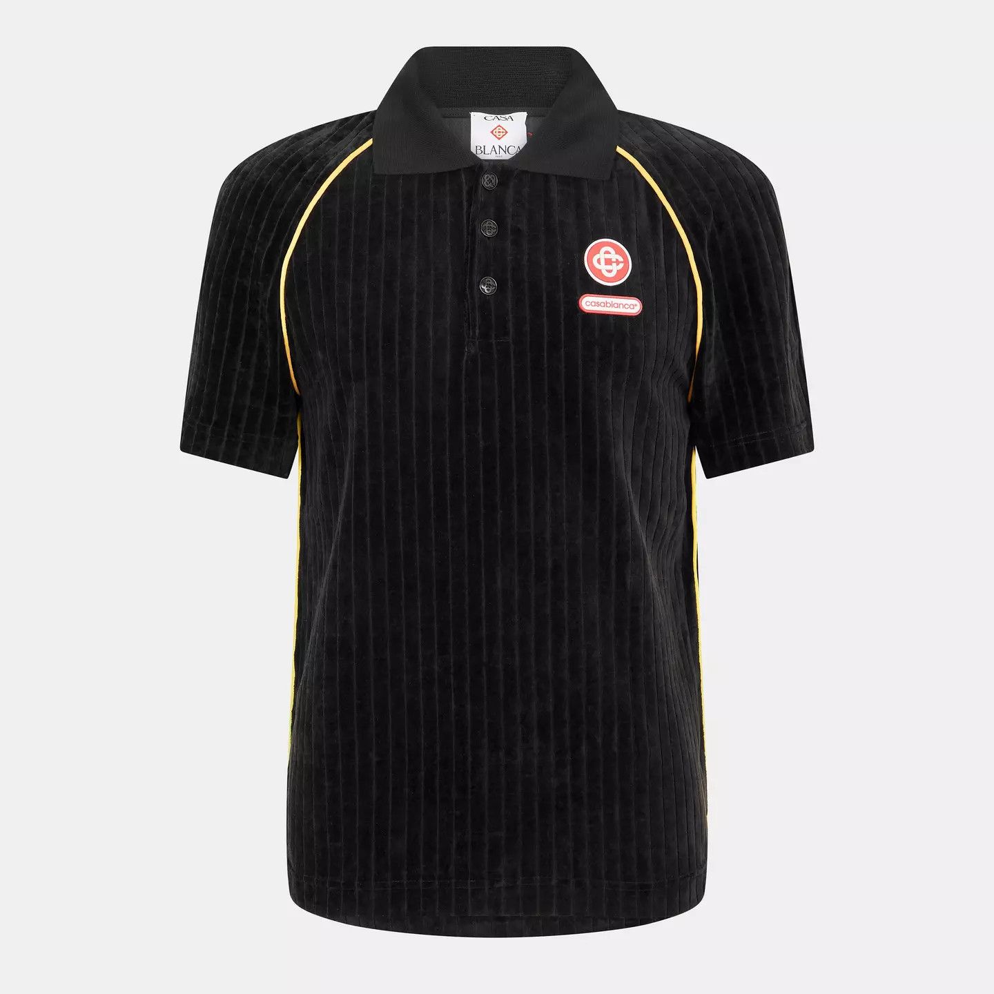 Casablanca o1g2r1mq0426 Velour Short Sleeve Polo Shirt in Black Size US L / EU 52-54 / 3 - 1 Thumbnail