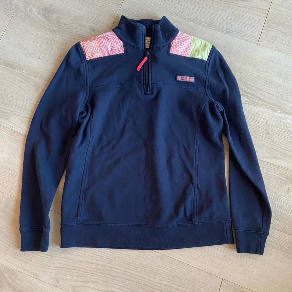 Vineyard Vines Vineyard Vines Dark Blue Quarter Zip Sweatshirt Pullover Size XS / US 0-2 / IT 36-38 - 1 Thumbnail