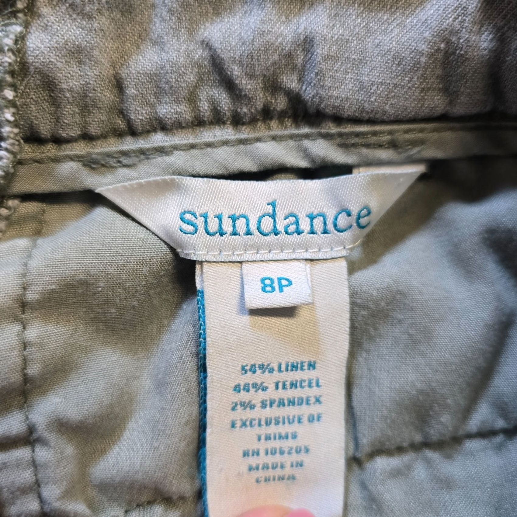 Vintage Sundance Pants Women 8P Green Linen Blend Wide Leg Crop Casual Boho Pockets Cropped Size 30" / US 8 / IT 44 - 4 Thumbnail