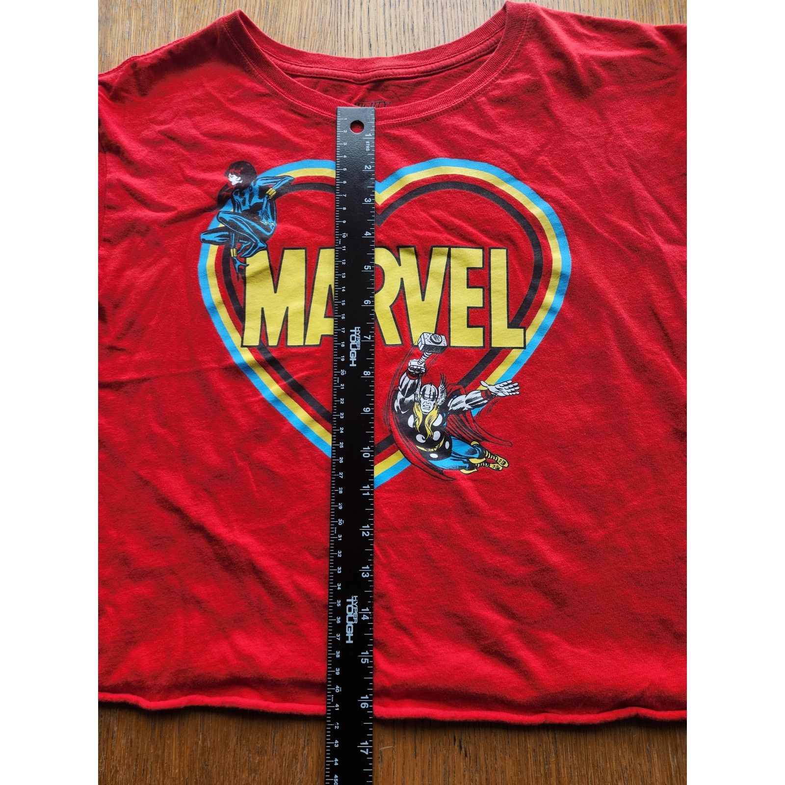 Marvel Comics XL Marvel Red Heart Logo Crop Top Mighty Fine Shirt Size XL / US 12-14 / IT 48-50 - 5 Thumbnail