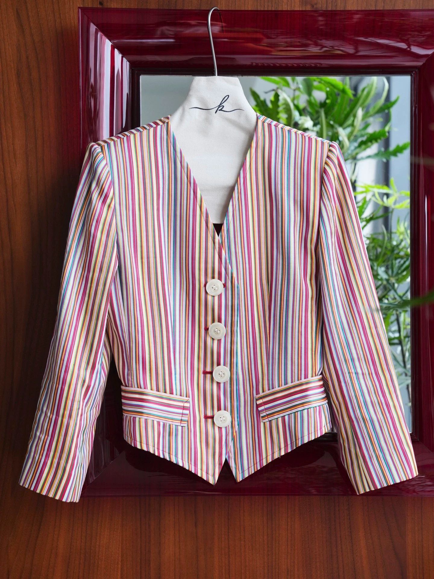 Yves Saint Laurent YSL Vintage Cotton Striped Short Blazer FR34/S Size XS / US 0-2 / IT 36-38 - 2 Thumbnail