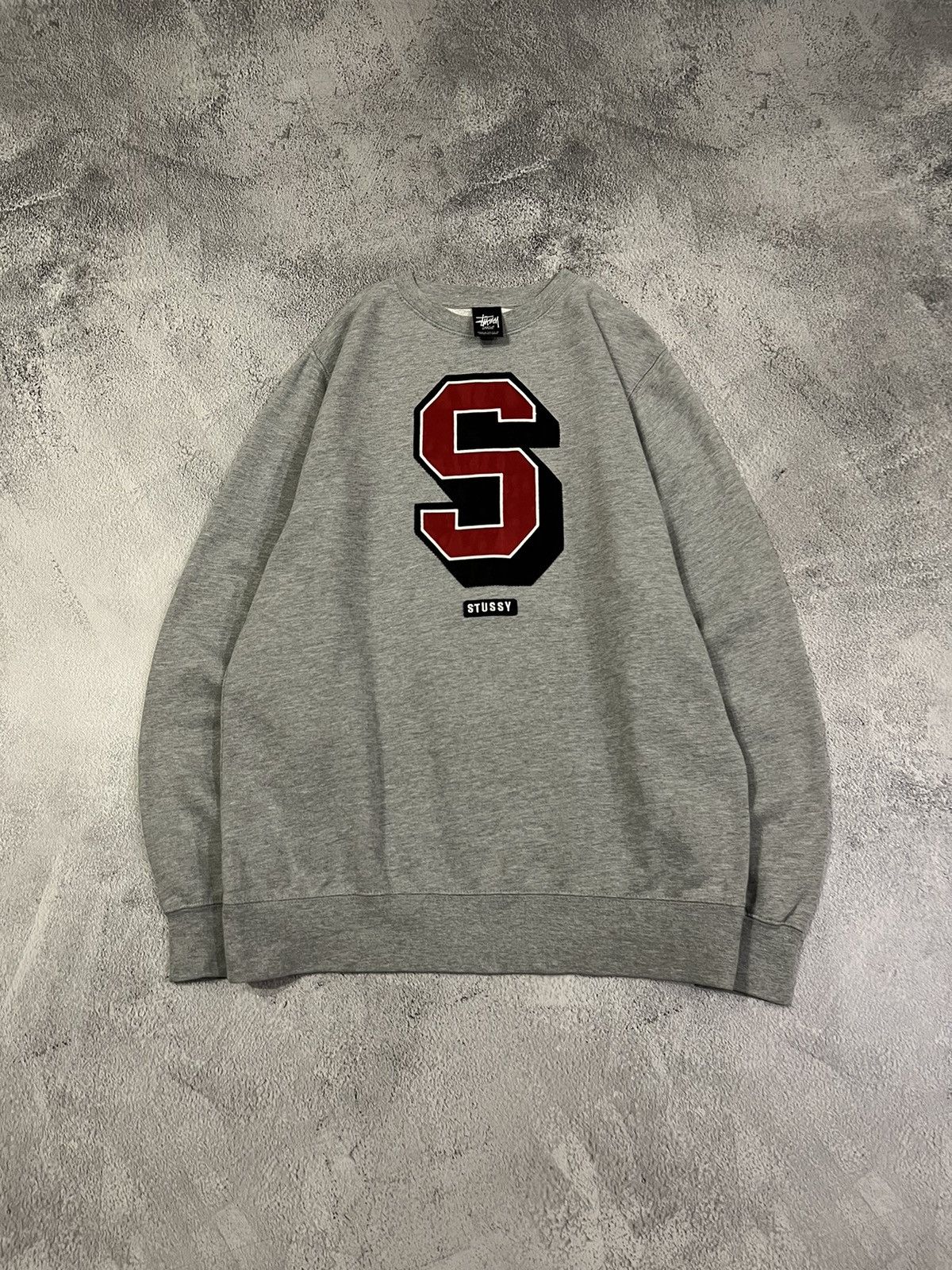 Stussy × Vintage Vintage Y2k Stussy 🩶 Spellout Big Logo Sweatshirt 00’s Size US L / EU 52-54 / 3 - 2 Thumbnail