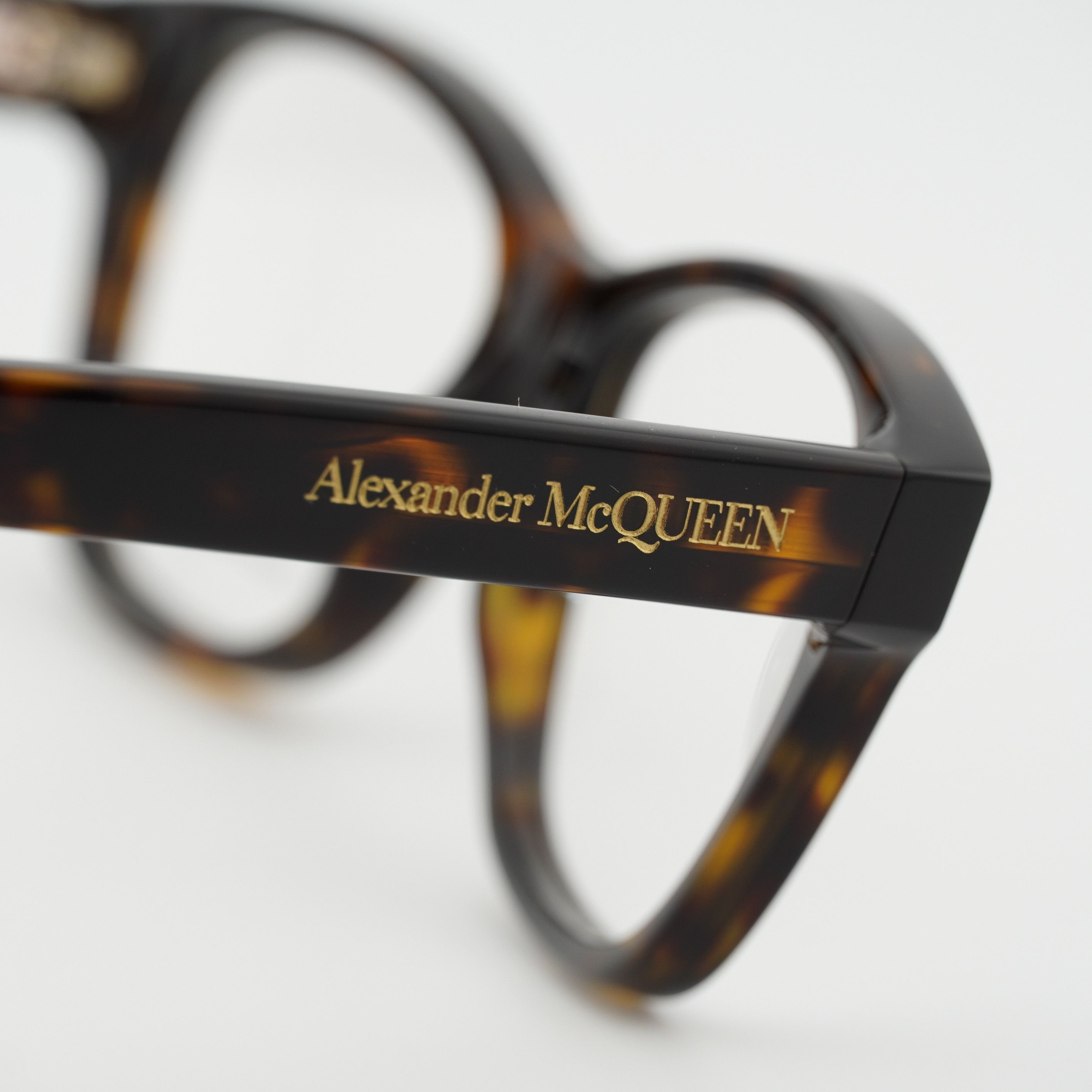 Alexander McQueen Alexander McQueen AM0306O 002 Eyeglasses Havana 52mm Square Size ONE SIZE - 10 Thumbnail