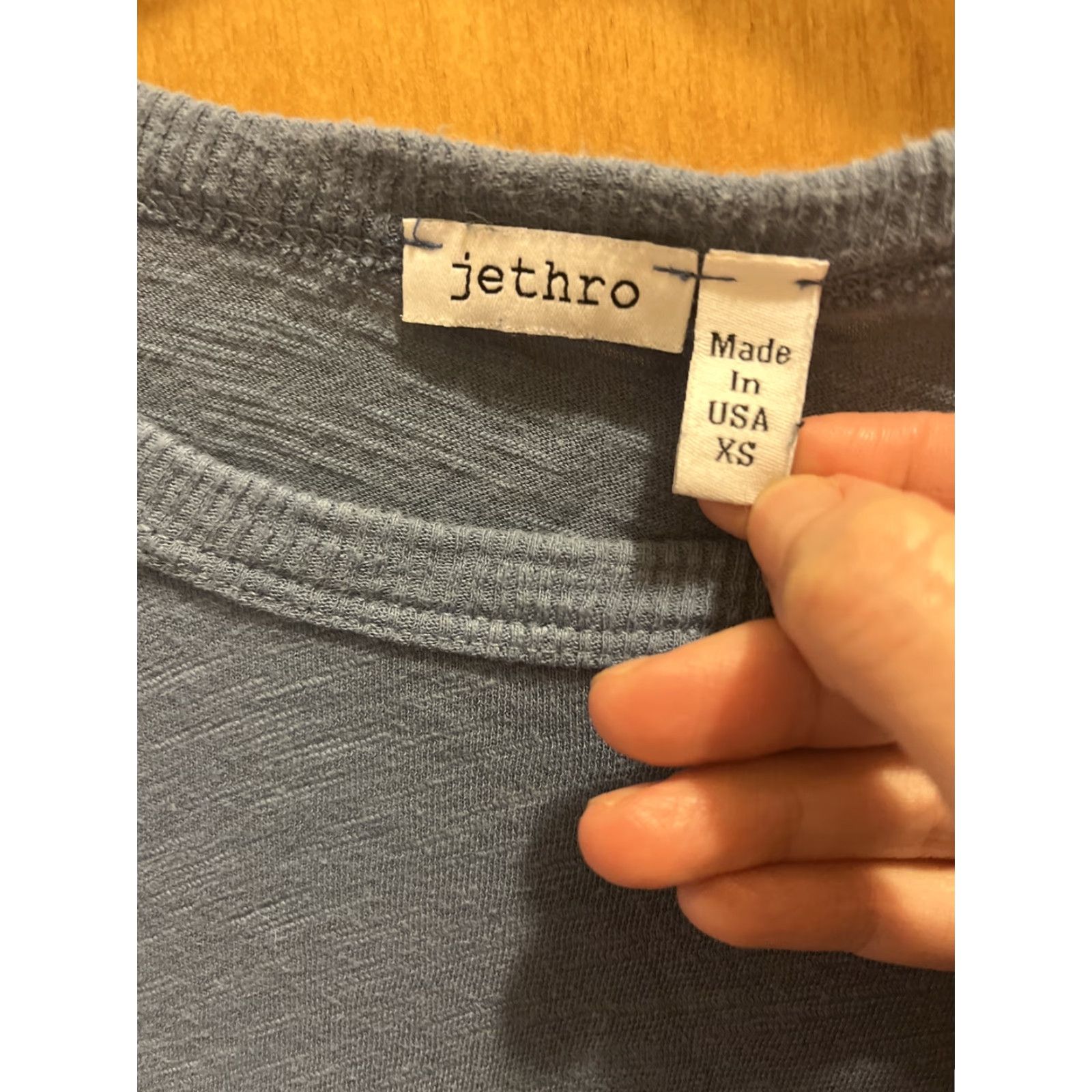 Vintage VINTAGE Jethro Women's Top Shirt XS Blue Long Sleeve Crew Neck Pullover Knit Cotton All Seasons Bohemian 90s Womens Size XS / US 0-2 / IT 36-38 - 3 Thumbnail