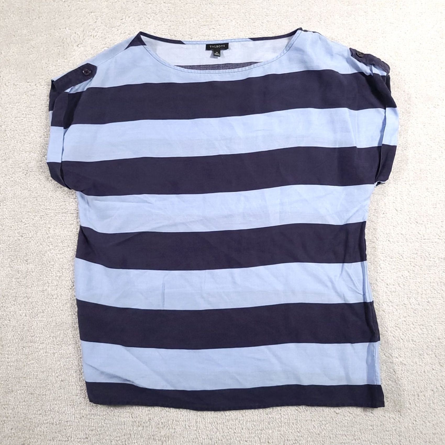 Talbots Talbots Shirt Womens 8 Blue Striped Short Sleeve Top Ladies Shirt Regular Blue 8 Womens Mens? Size M / US 6-8 / IT 42-44 - 2 Thumbnail