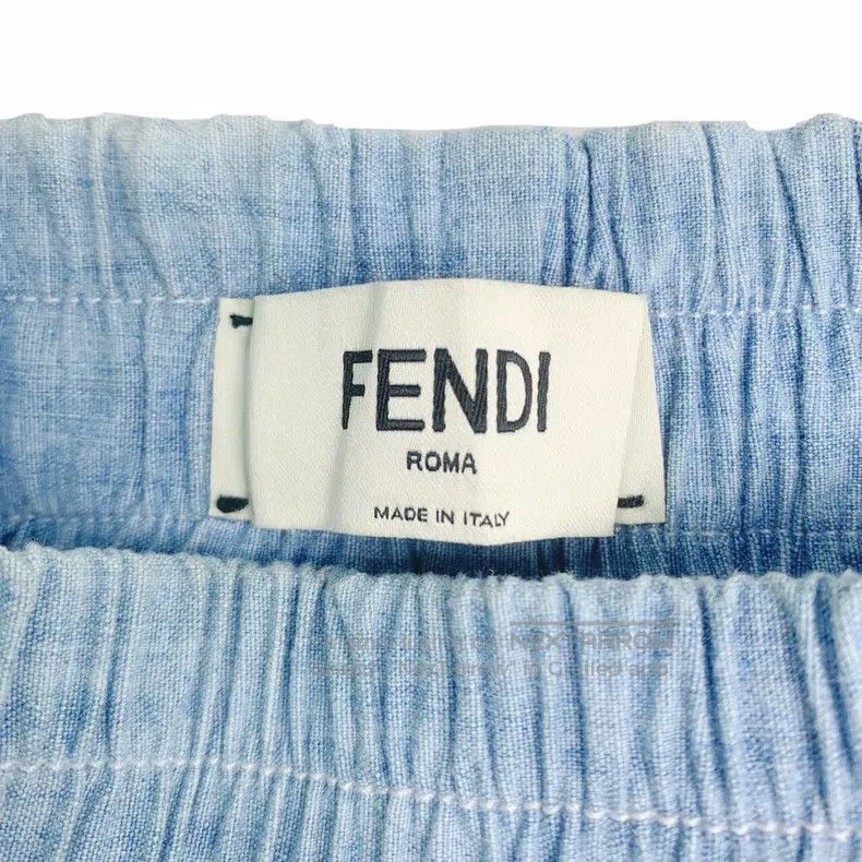 Fendi Fendi Light Blue Logo Letter Cut-Out Embroidered Cotton Ca Size 42" / US 20 - 6 Thumbnail