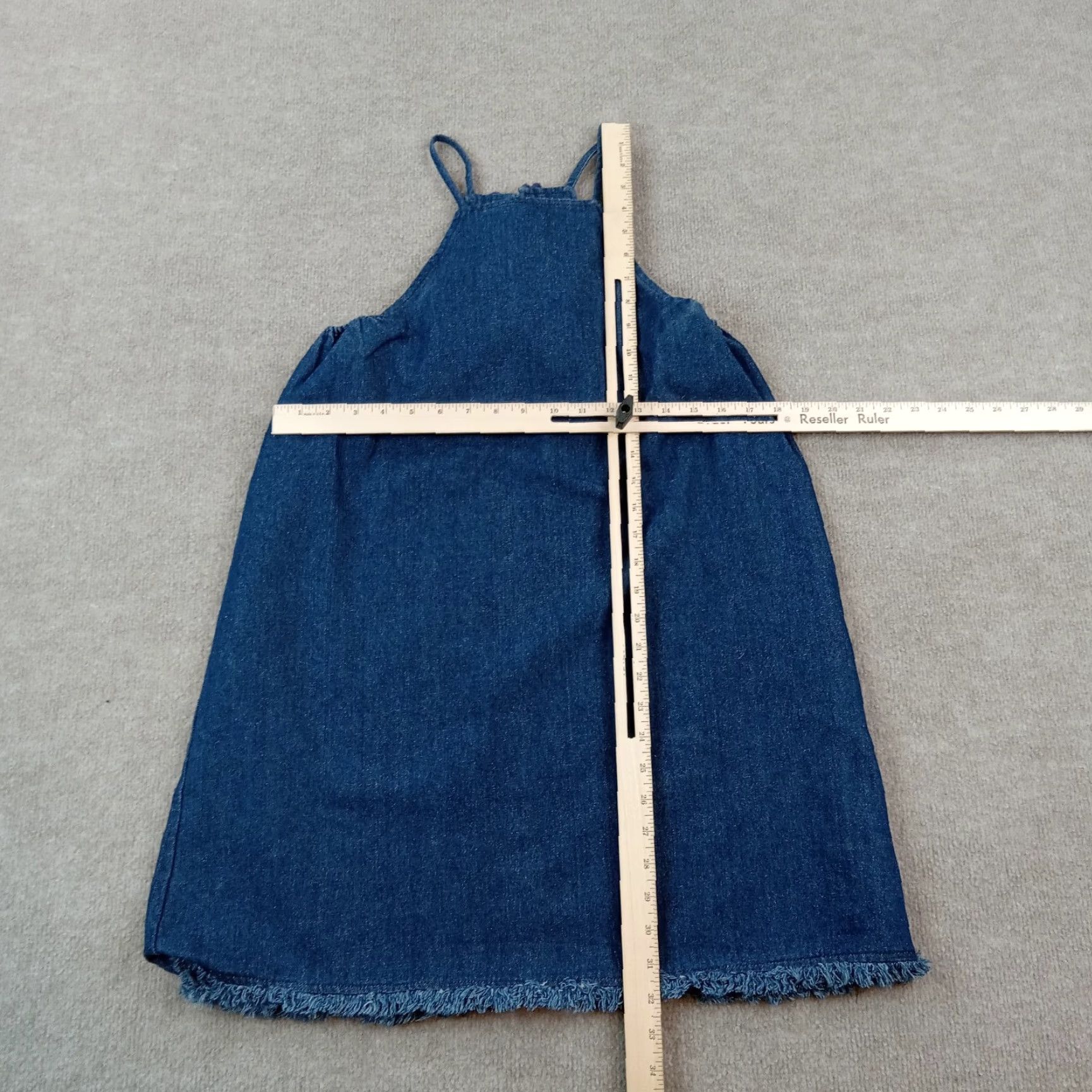 Denime J.O.A Dress Womens Mini Blue Denim Sleeveless Halter Lace Up Frayed Short Dress Medium (M) - Casual, 100% Cotton, Regular Size, Vintage No Size M / US 6-8 / IT 42-44 - 2 Thumbnail