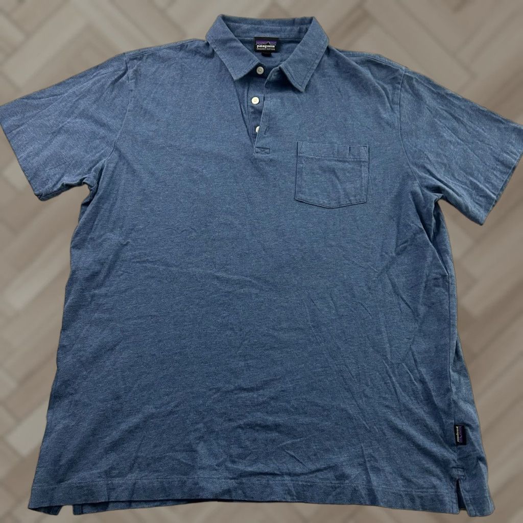 Patagonia Patagonia Organic Cotton Short Sleeve Golf Polo Shirt Men's Large Blue Size US L / EU 52-54 / 3 - 1 Thumbnail