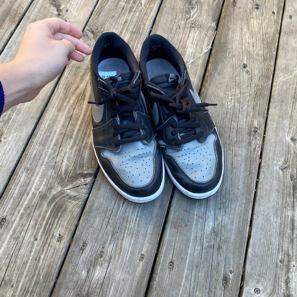 Jordan Brand 2015 Nike Air Jordan 1 Retro OG Low Shadow Grey Black Leath Size US 12 / EU 45 - 9 Thumbnail