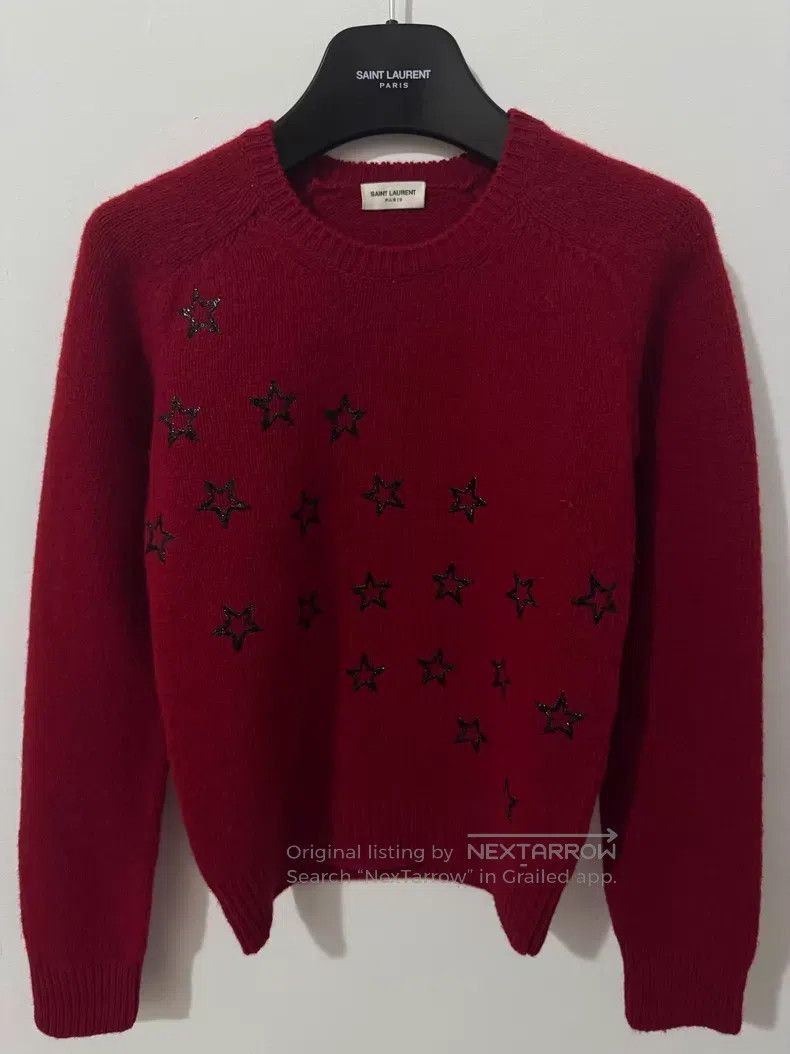 Saint Laurent Paris Saint Laurent Paris Dark red scales embroidered star sweat Size S / US 4 / IT 40 - 1 Thumbnail