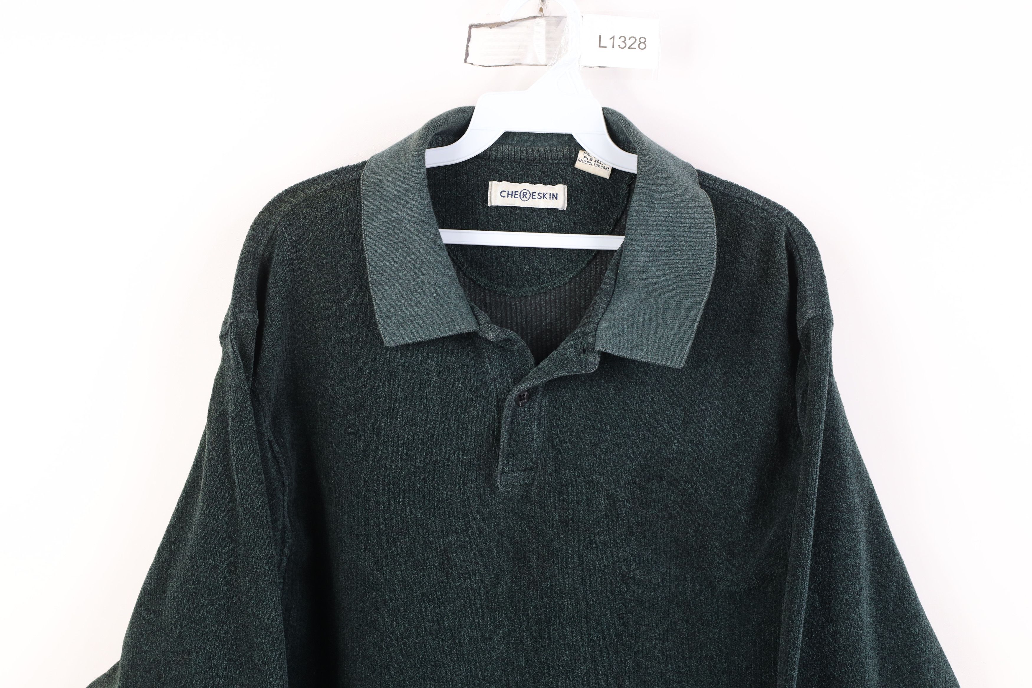 Vintage Vintage 90s Streetwear Fleece Long Sleeve Rugby Polo Green Size US L / EU 52-54 / 3 - 2 Thumbnail