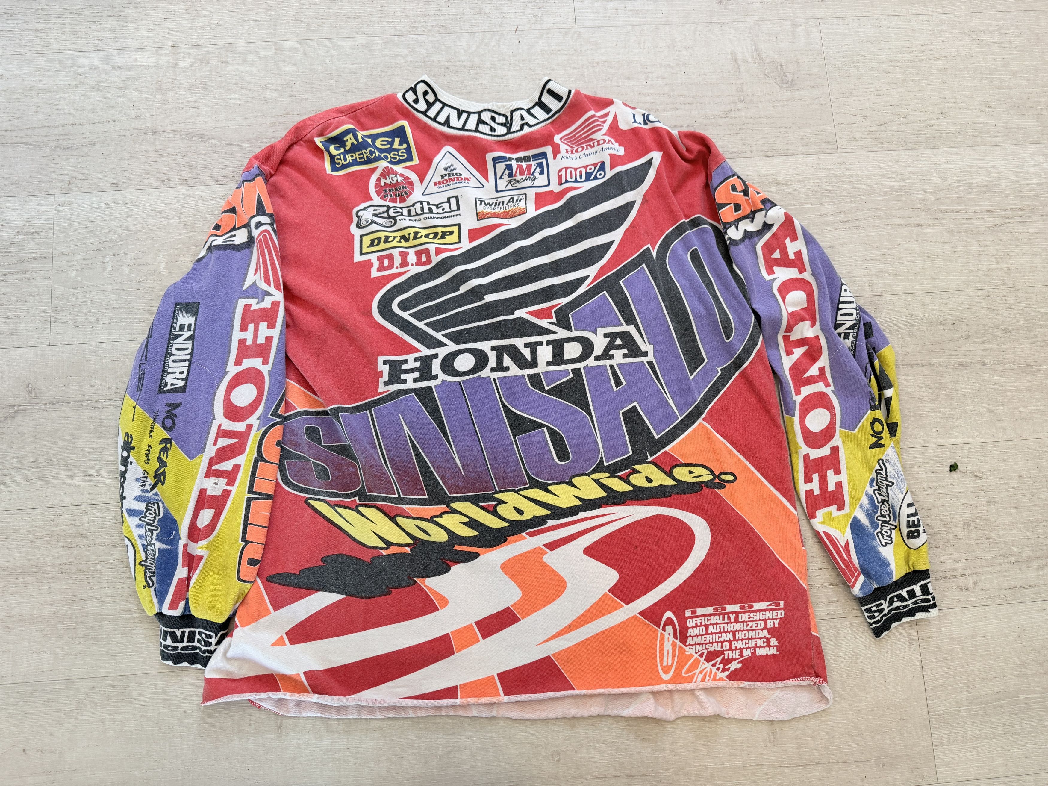 Honda Vintage 90's Honda Racing Sinasalo Moto Jersey Size US XL / EU 56 / 4 - 1 Thumbnail