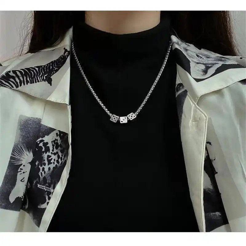 Jewelry × Vintage (O chain)Stainless Steel Chain Grunge Metal Dices Jewelry Size ONE SIZE - 2 Thumbnail