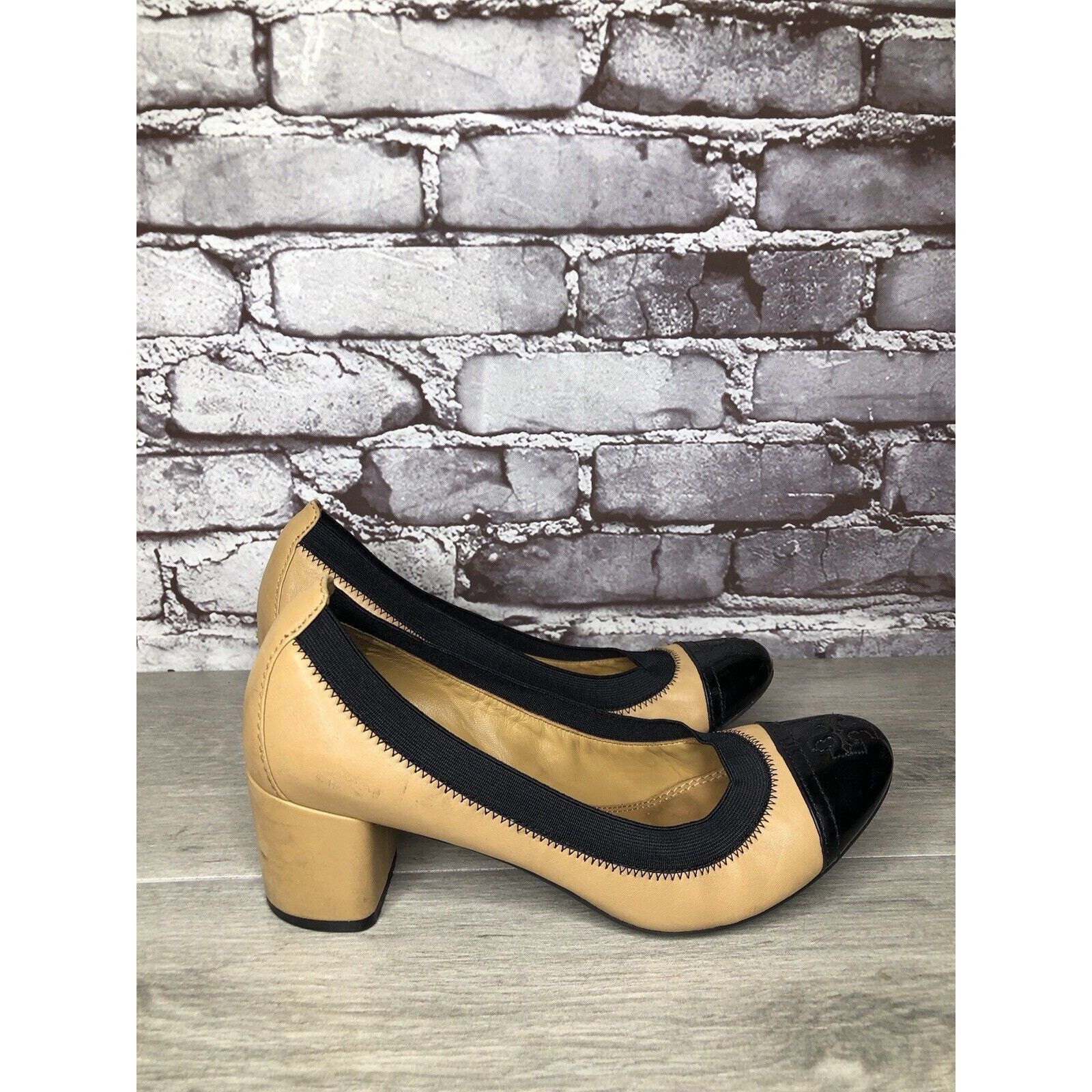 Tory Burch Tory Burch Tan Leather Black Patent Leather Block Heels Wome Size US 8.5 / IT 38.5 - 3 Thumbnail