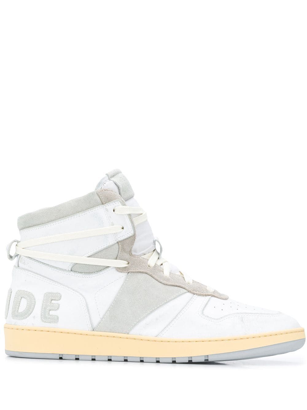 image of Rhude Os11X0124 Rhecess High-Top Sneaker In White & Grey in White/Grey, Men's (Size 7)