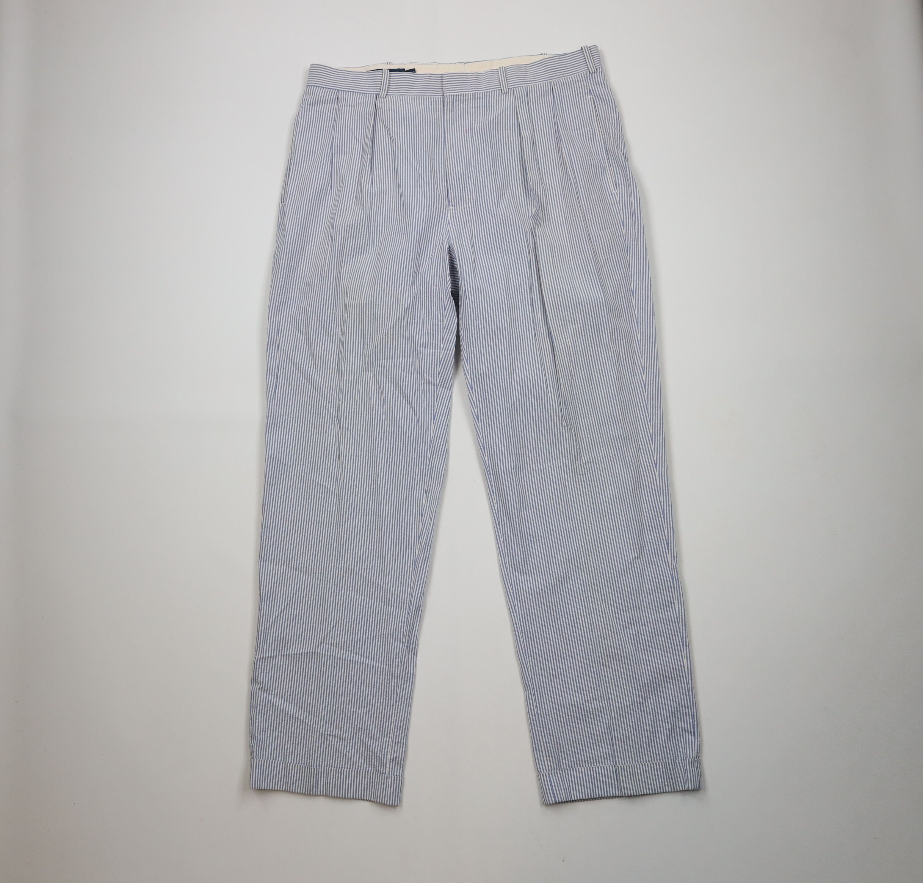 Ralph Lauren × Vintage Vintage 90s Ralph Lauren Seersucker Wide Leg Chino Pants Size US 36 / EU 52 - 1 Thumbnail