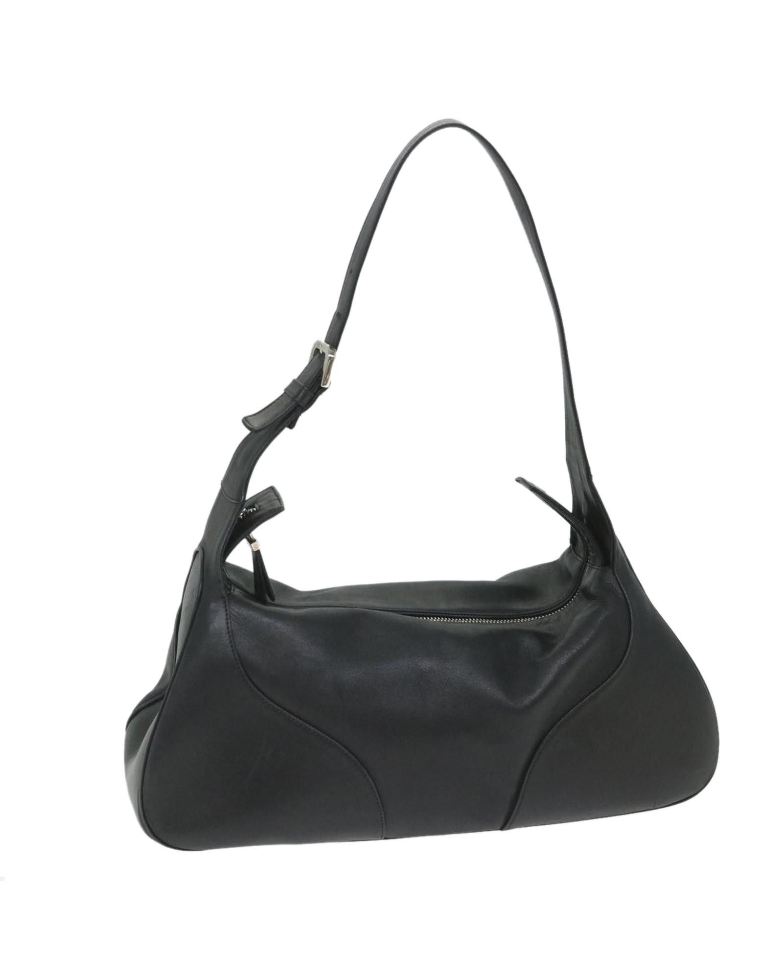 image of Bally Sophisticated Black Leather Shoulder Bag, Women's