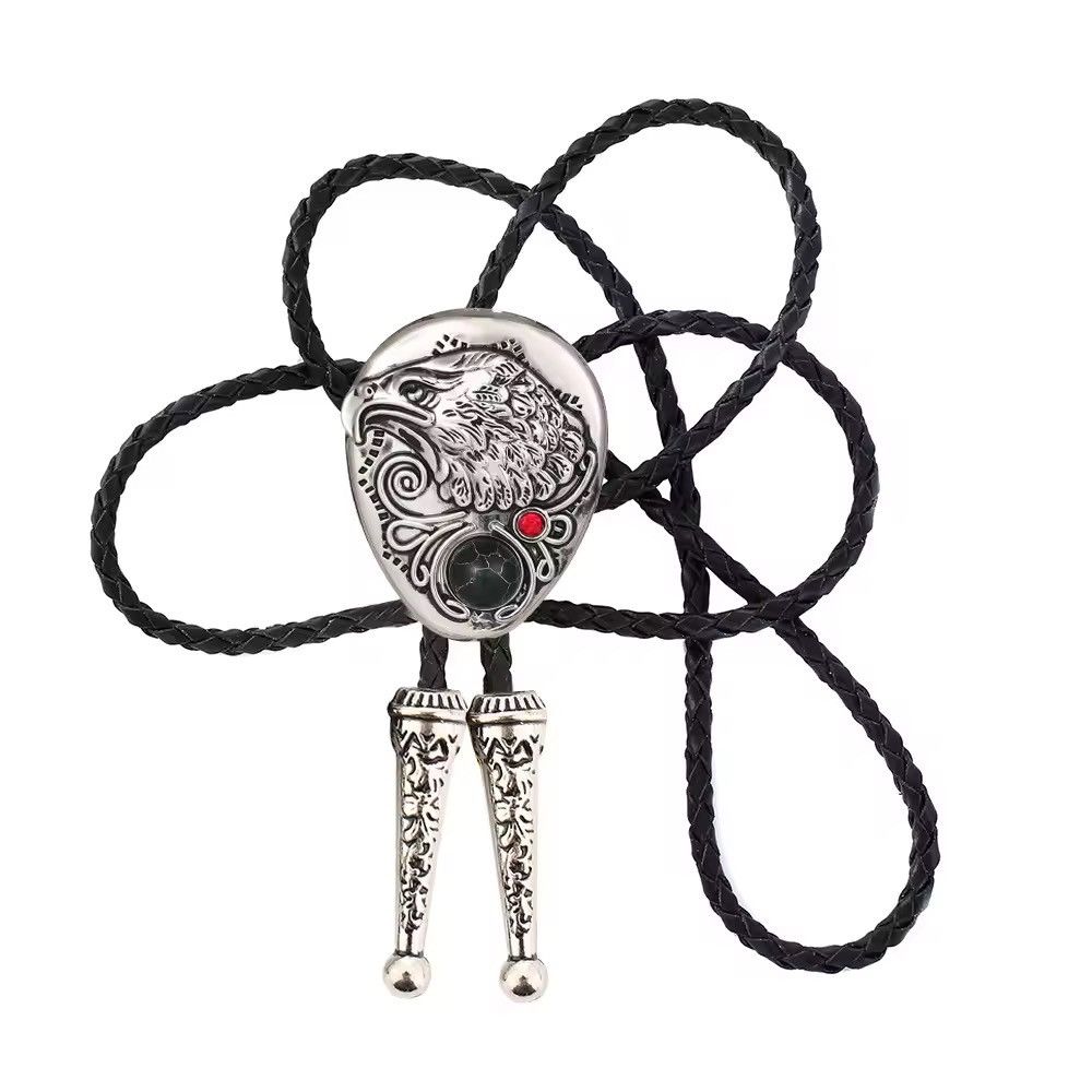 Vintage Synthetic Zircon Geometric Eagle Rope Bolo Tie Size ONE SIZE - 2 Thumbnail