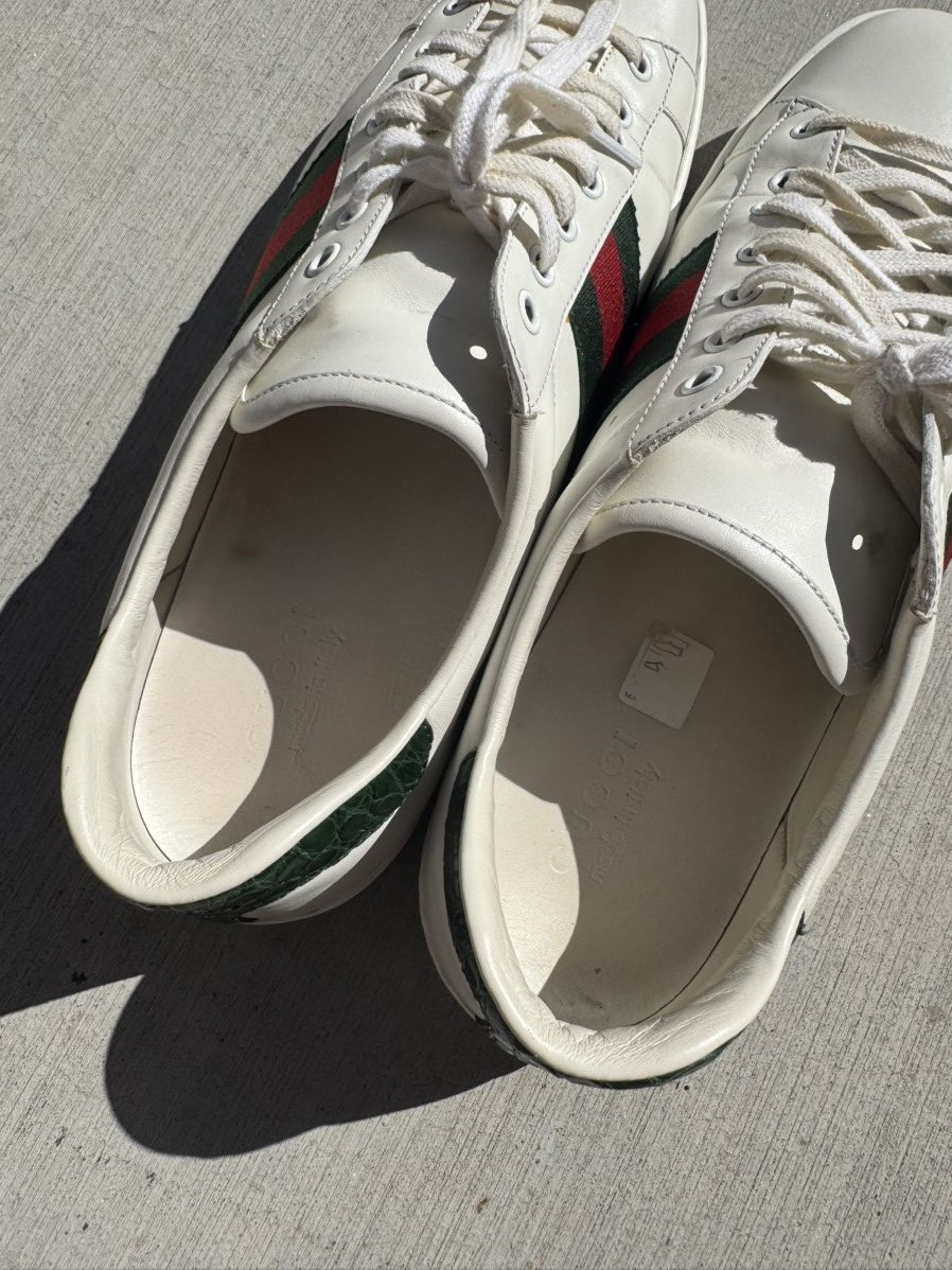 Gucci GUCCI ACE CLASSIC SNEAKERS WHITE GREEN RED WEB LEATHER 12 G Size US 13 / EU 46 - 6 Thumbnail