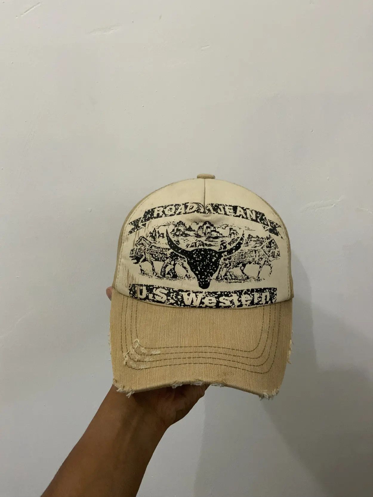 20471120 Road Jean Distressed Western Trucker Hat Size ONE SIZE - 5 Thumbnail