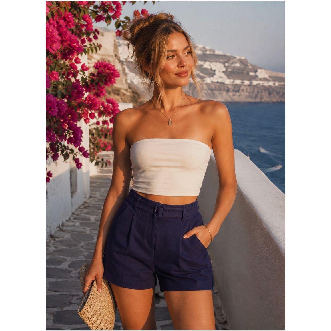 Express Express Navy Belted Shorts Women’s 4 Shortie High Rise Size 27" / US 4 / IT 40 - 1 Thumbnail