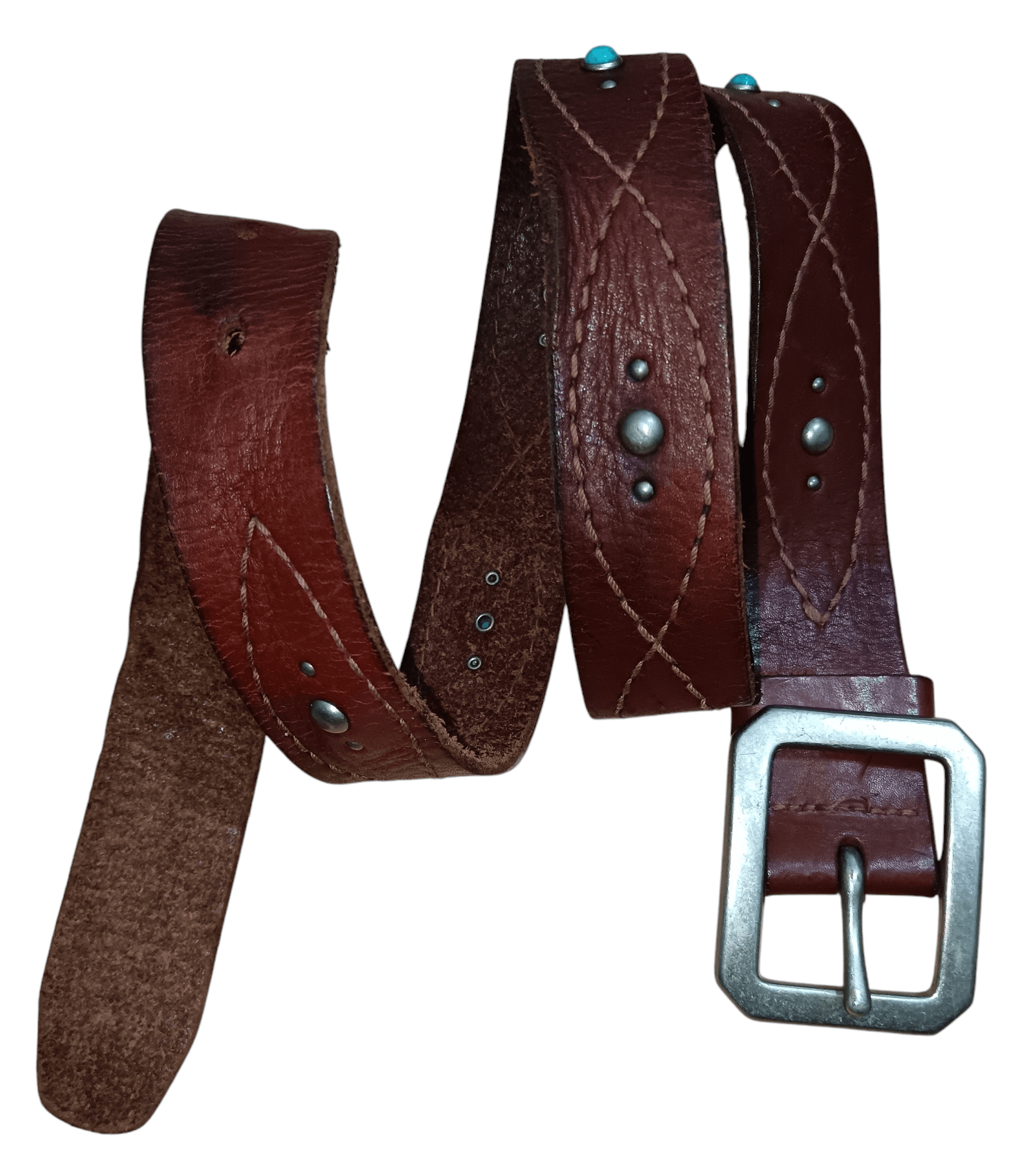 Genuine Leather CUSTOM STUDDED LEATHER BELT Size 38 - 1 Thumbnail