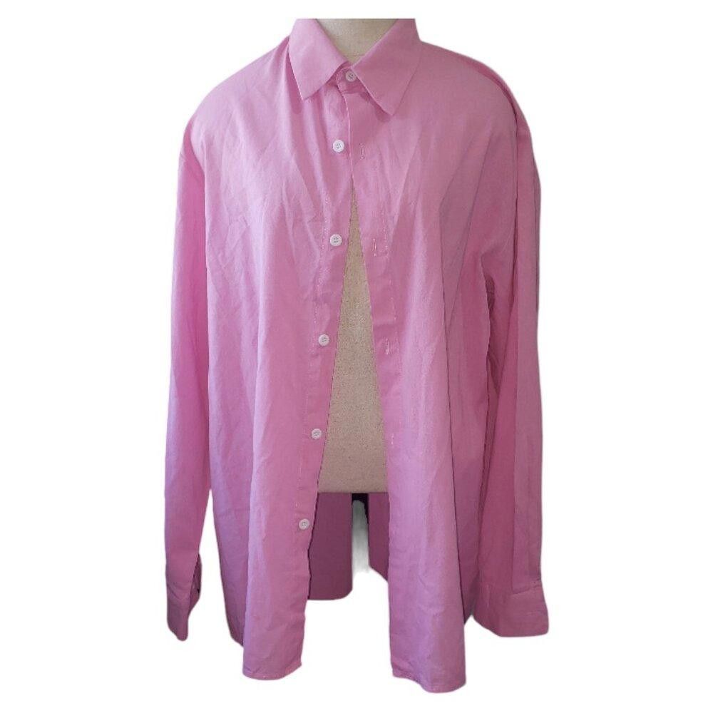 Designer CT1616 Men's Pink Long Sleeve Linen Shirt XL Size US XL / EU 56 / 4 - 1 Thumbnail