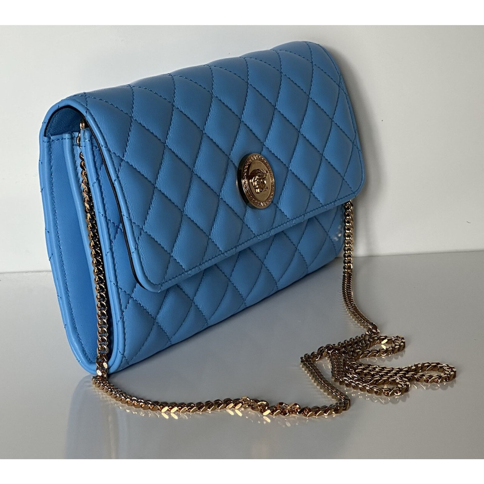 Versace Versace Evening Quilted Leather Blue Shoulder Bag DBSI159S Size ONE SIZE - 2 Thumbnail