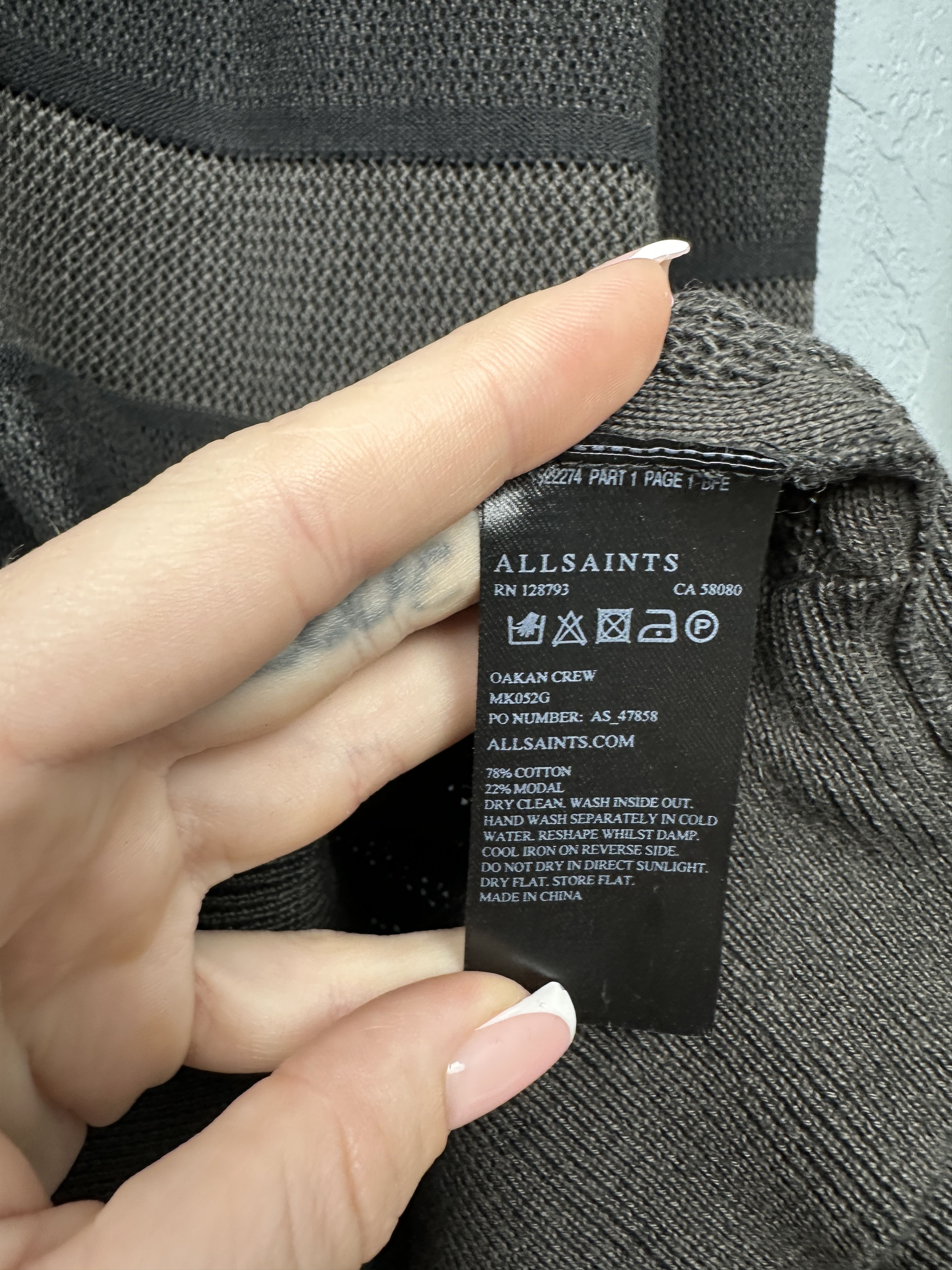 Allsaints Allsaints Mens Oakan Crew Neck Mens Knit Sweater Size US XL / EU 56 / 4 - 4 Thumbnail