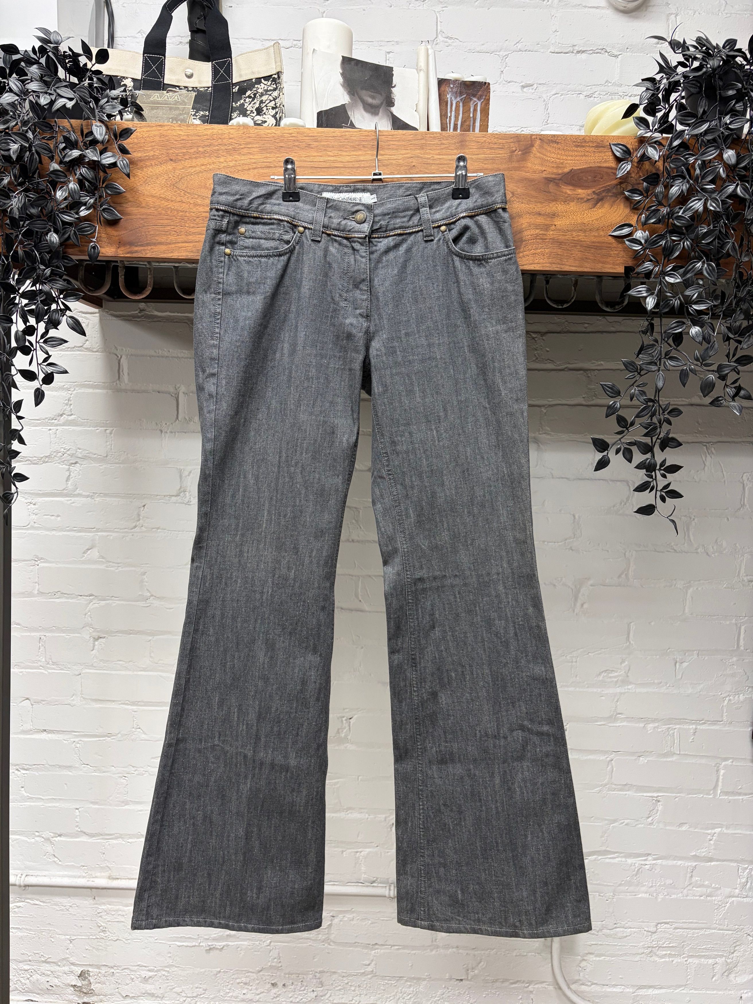 Saint Laurent Paris Vintage Yves Saint Laurent Rive Gauche by Tom Ford ‘Zipper Cummerbund’ Flared Leg Denim Size US 30 / EU 46 - 1 Thumbnail