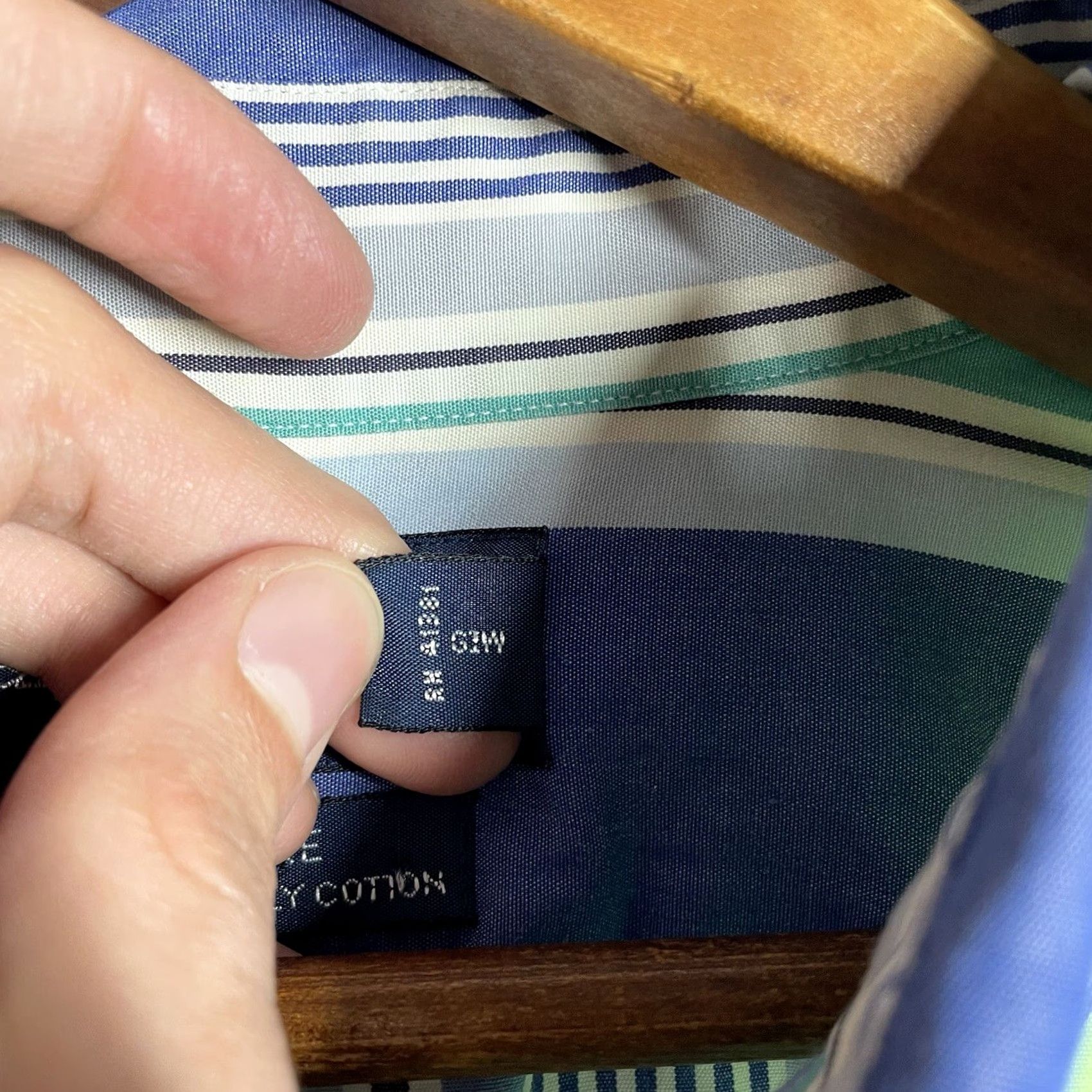 Ralph Lauren Ralph Lauren Shirt 2XL Blake 100% Cotton Green/Blue Striped L/S Button-Down Men's Size US XXL / EU 58 / 5 - 7 Thumbnail