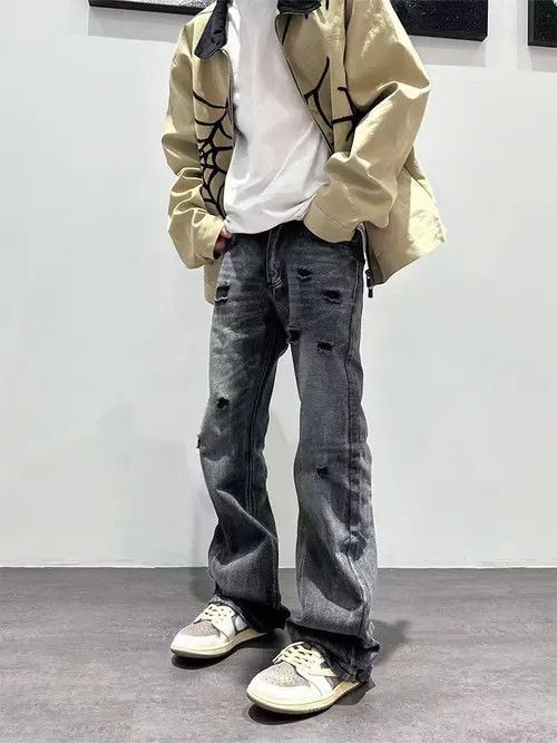 VIBE Vintage Street Hip Hop Washed Faded Black Ripped Jeans Size US 34 / EU 50 - 1 Thumbnail
