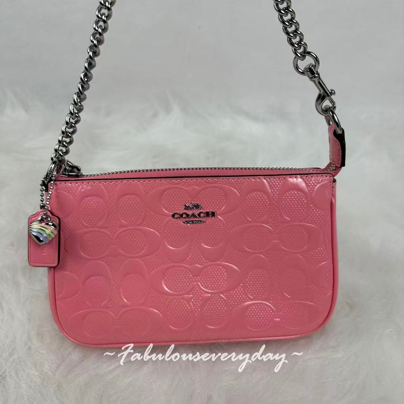 Coach Coach Nolita 19 Sig Leather Heart Charm Clutch Wristlet Pink Size ONE SIZE - 3 Thumbnail