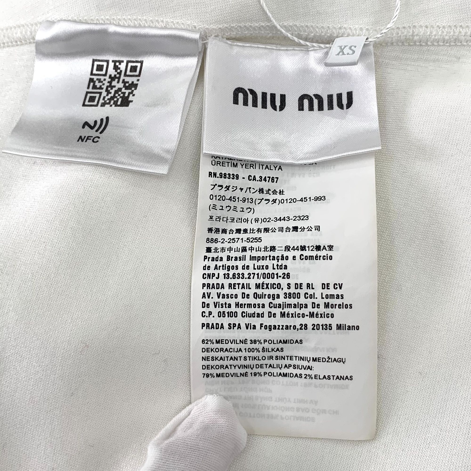 Miu Miu Miu Miu White Cotton Beaded Bow Embellished Long Sleeve Swea Size XS / US 0-2 / IT 36-38 - 7 Thumbnail