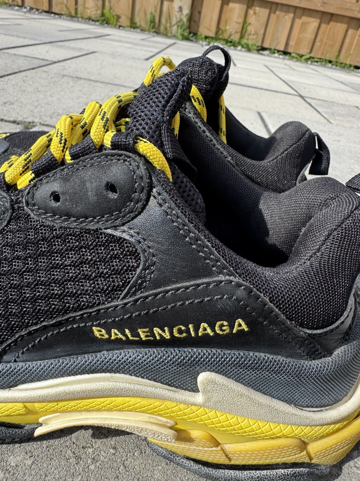 Balenciaga Balenciaga Triple S Distressed Sneakers Black/Yellow Size US 7 / IT 37 - 4 Thumbnail