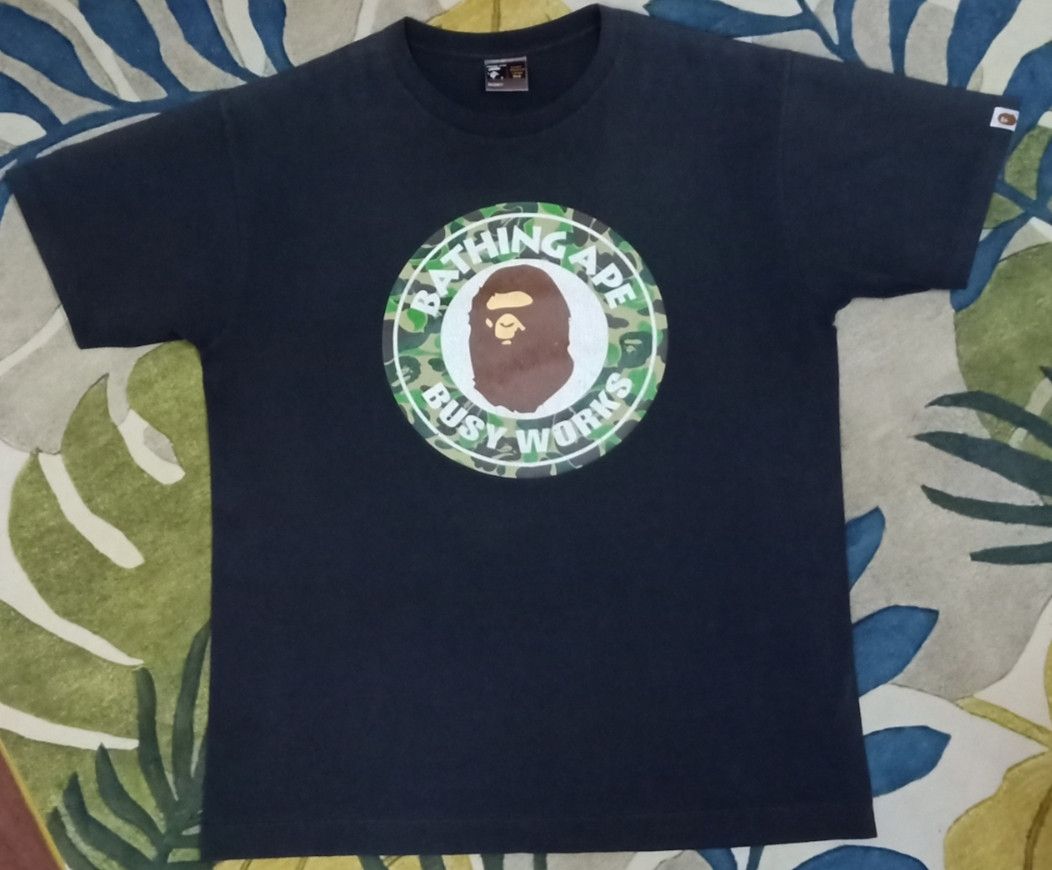 Bape × Vintage Vintage Bathing Ape Busy Works Camo Logo T-shirt Size US XL / EU 56 / 4 - 5 Thumbnail