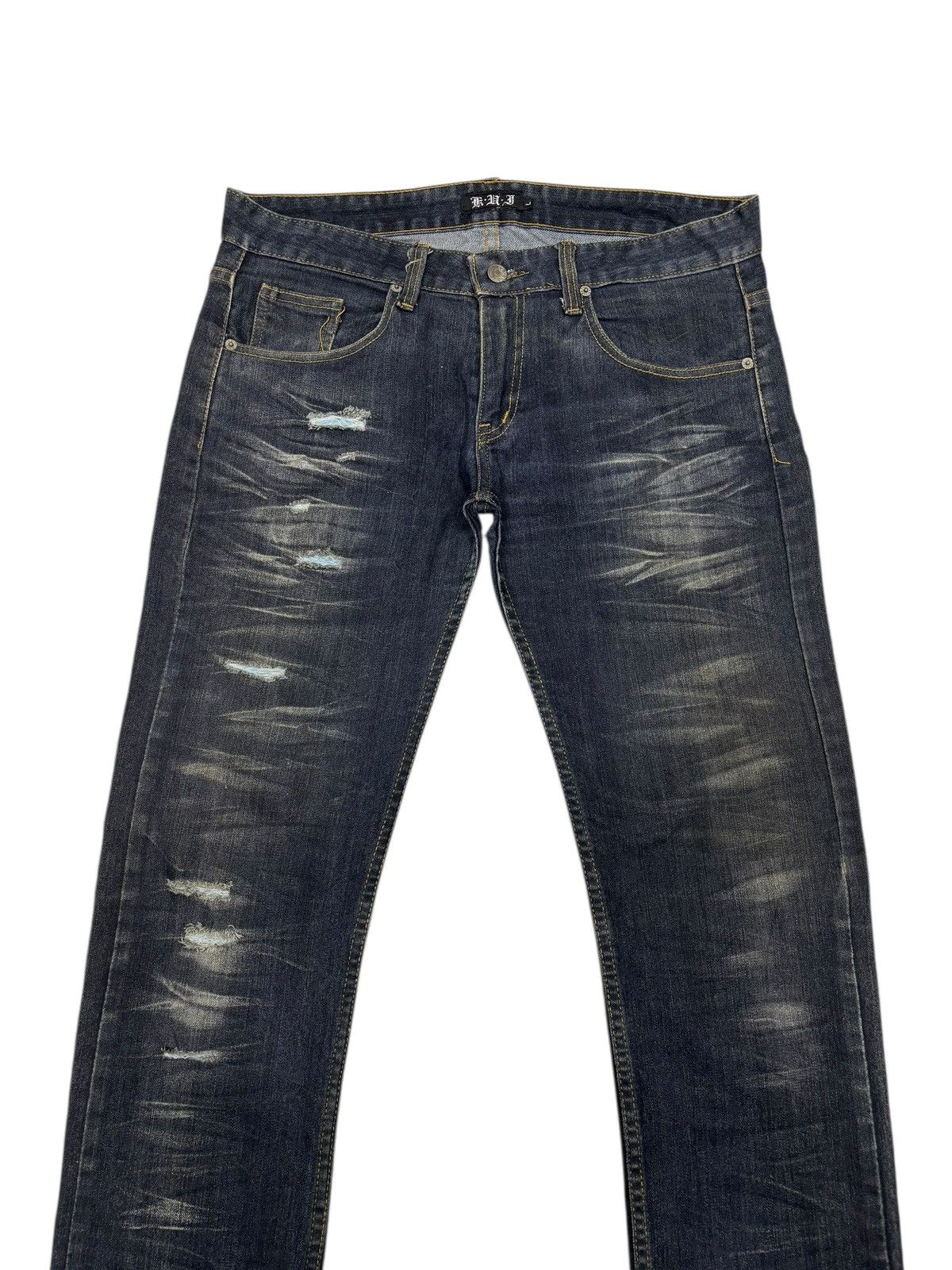 Kapital KUI Grunge Distressed Denim Jeans Straight Leg Fit Size US 34 / EU 50 - 5 Thumbnail