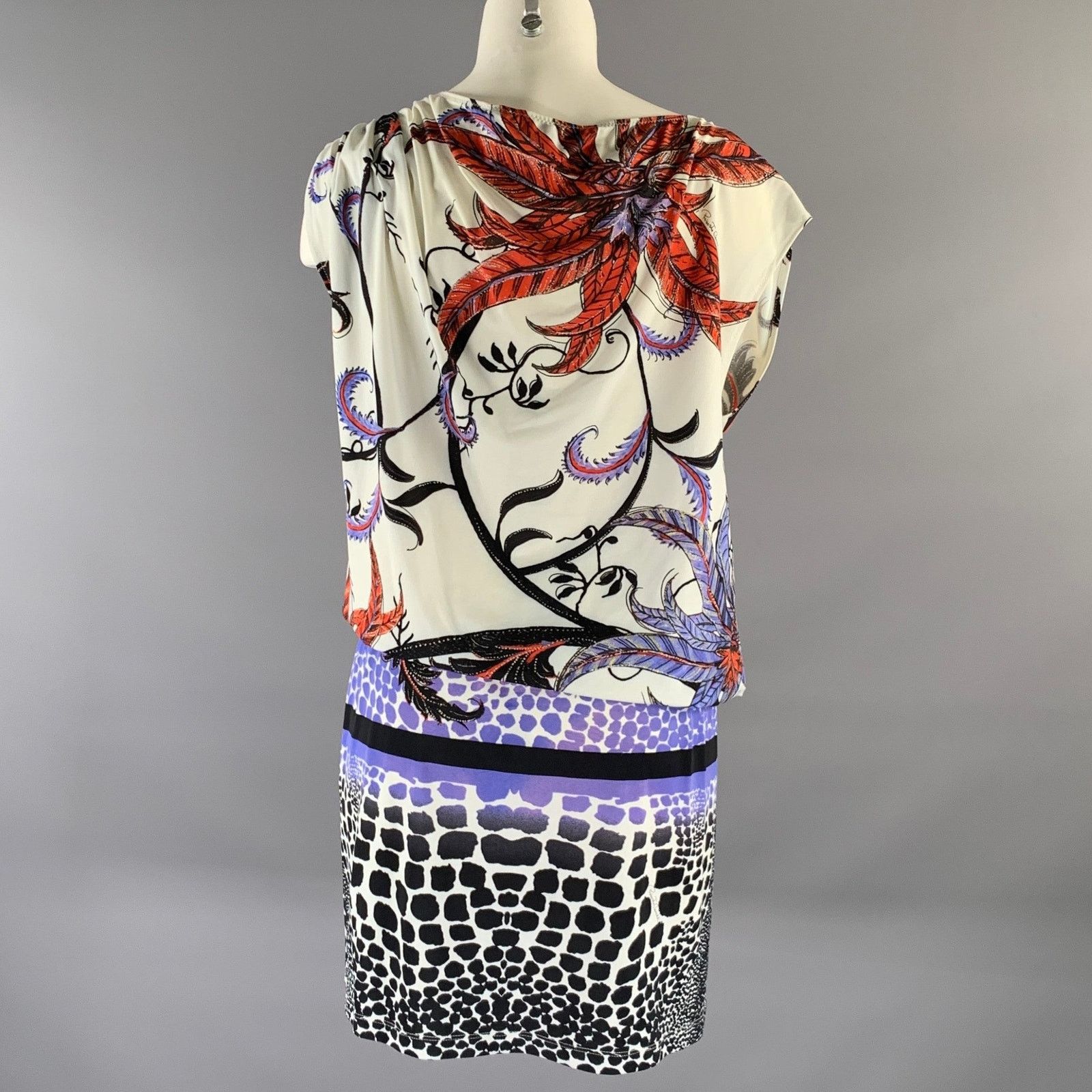 Roberto Cavalli ROBERTO CAVALLI Size M Nylon Blend Feather Drop Waist Dress Size M / US 6-8 / IT 42-44 - 4 Thumbnail
