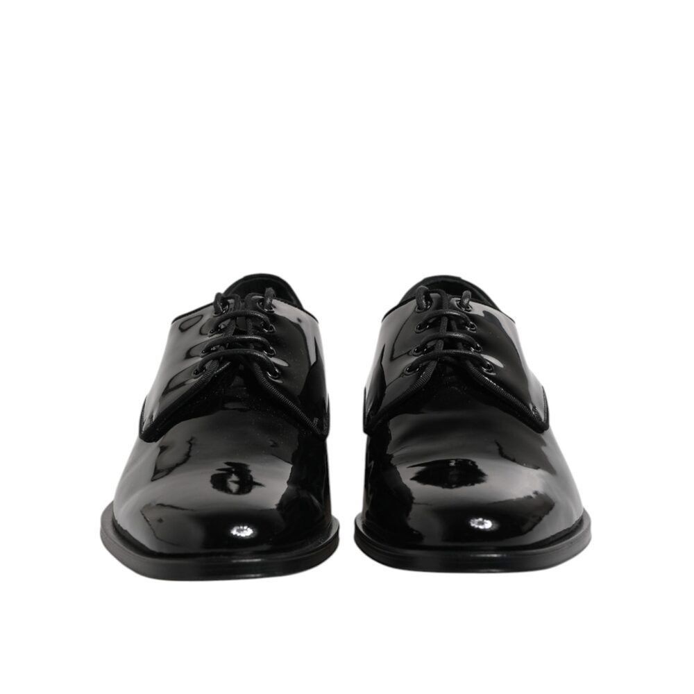 Dolce & Gabbana Dolce & Gabbana Black Patent Leather Derby Formal Dress Shoe Size US 7 / EU 40 - 2 Thumbnail